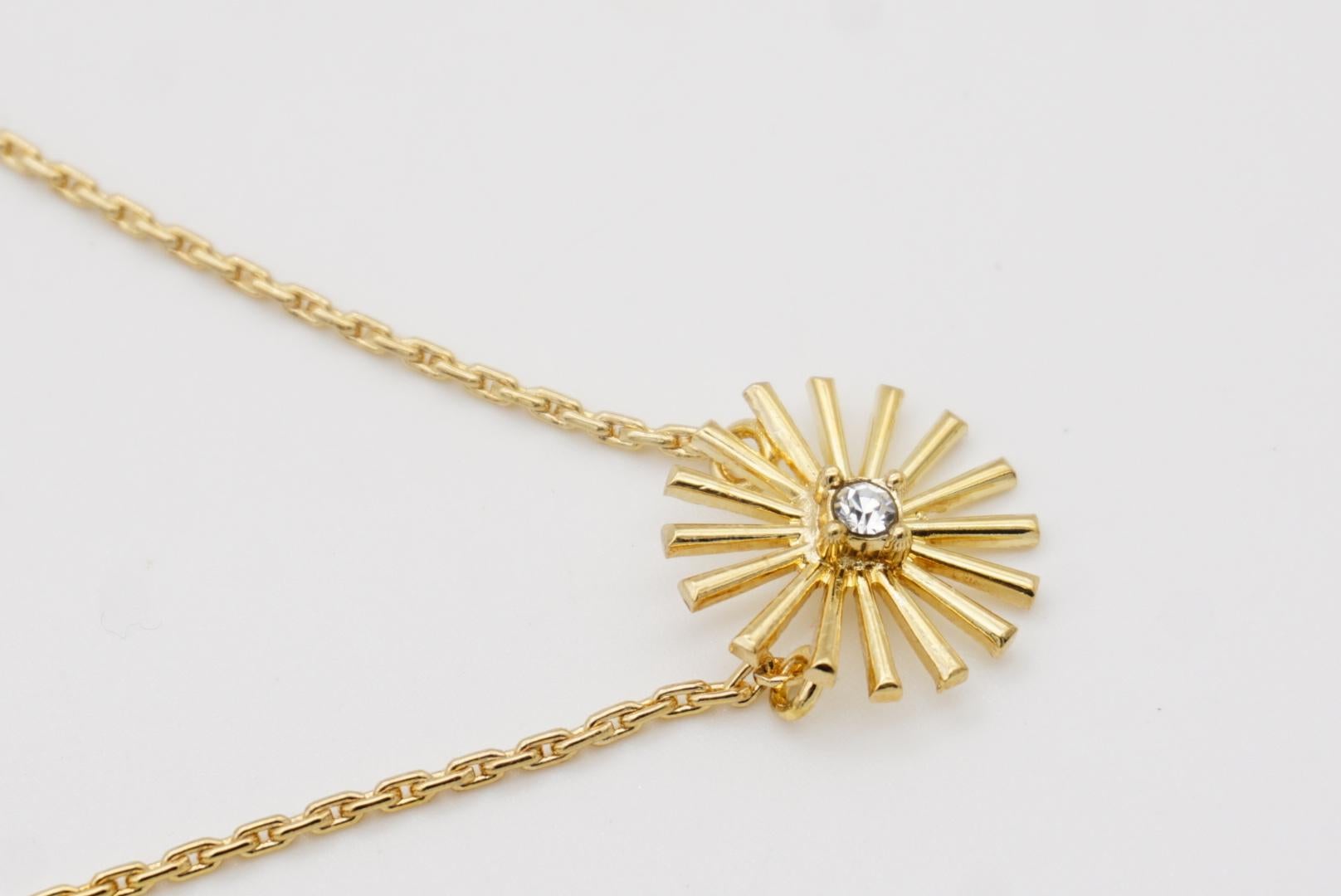 Christian Dior GROSSE Vintage Crystals Radiant Sun Star Burst Flower Necklace 2