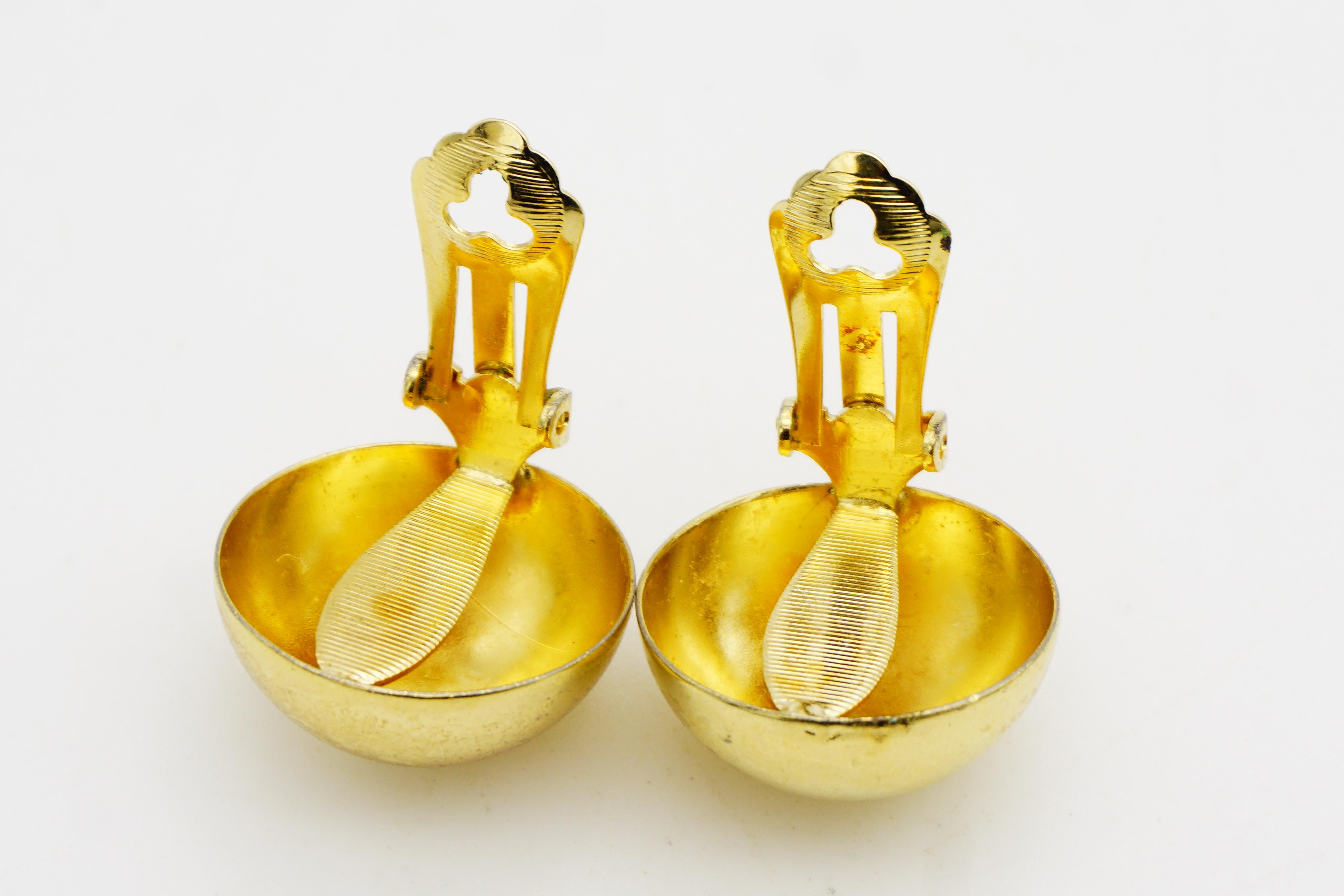 Christian Dior GROSSE Vintage Glow Circle Round Dome Modernist Gold Earrings im Angebot 5