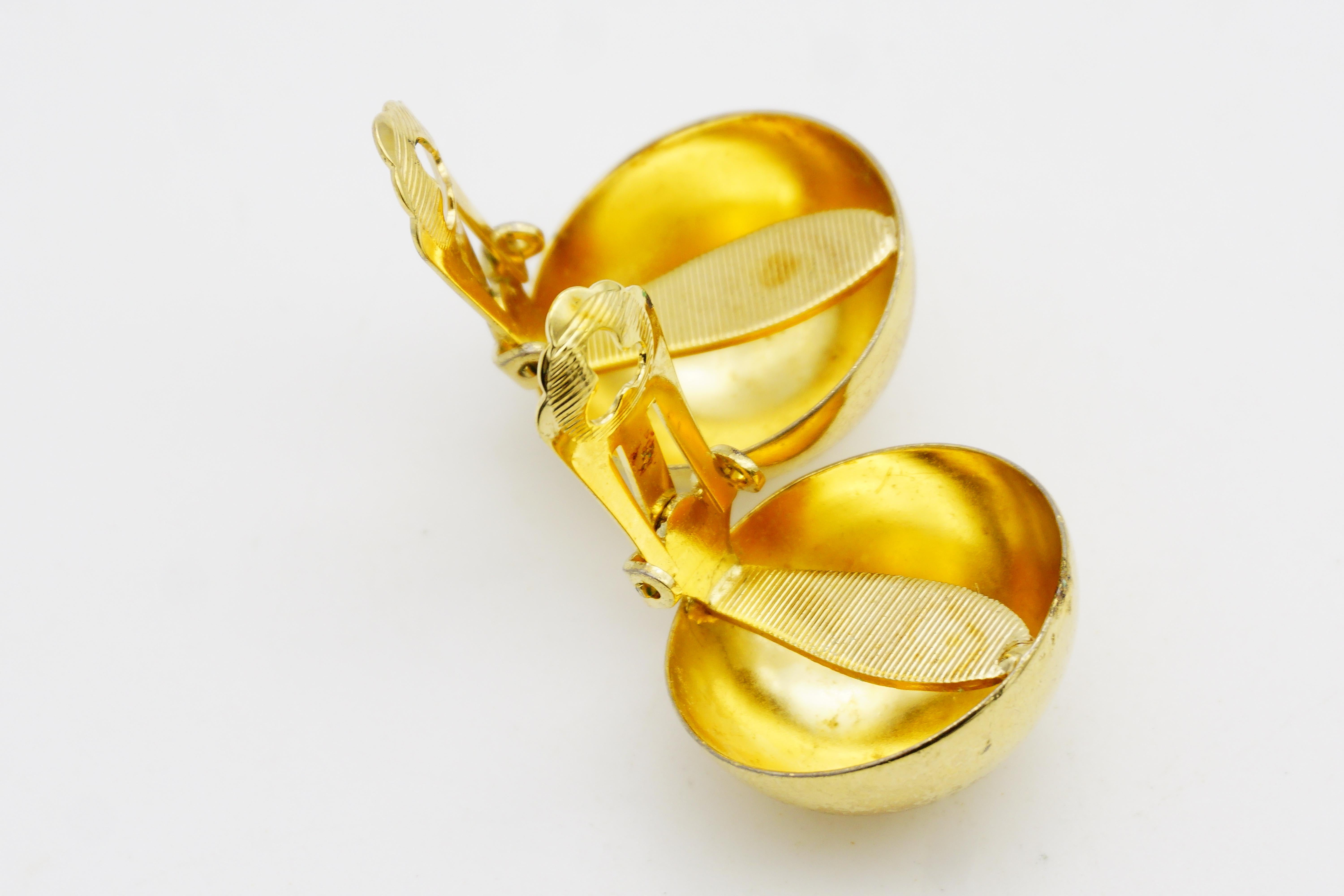 Christian Dior GROSSE Vintage Glow Circle Round Dome Modernist Gold Earrings im Angebot 6
