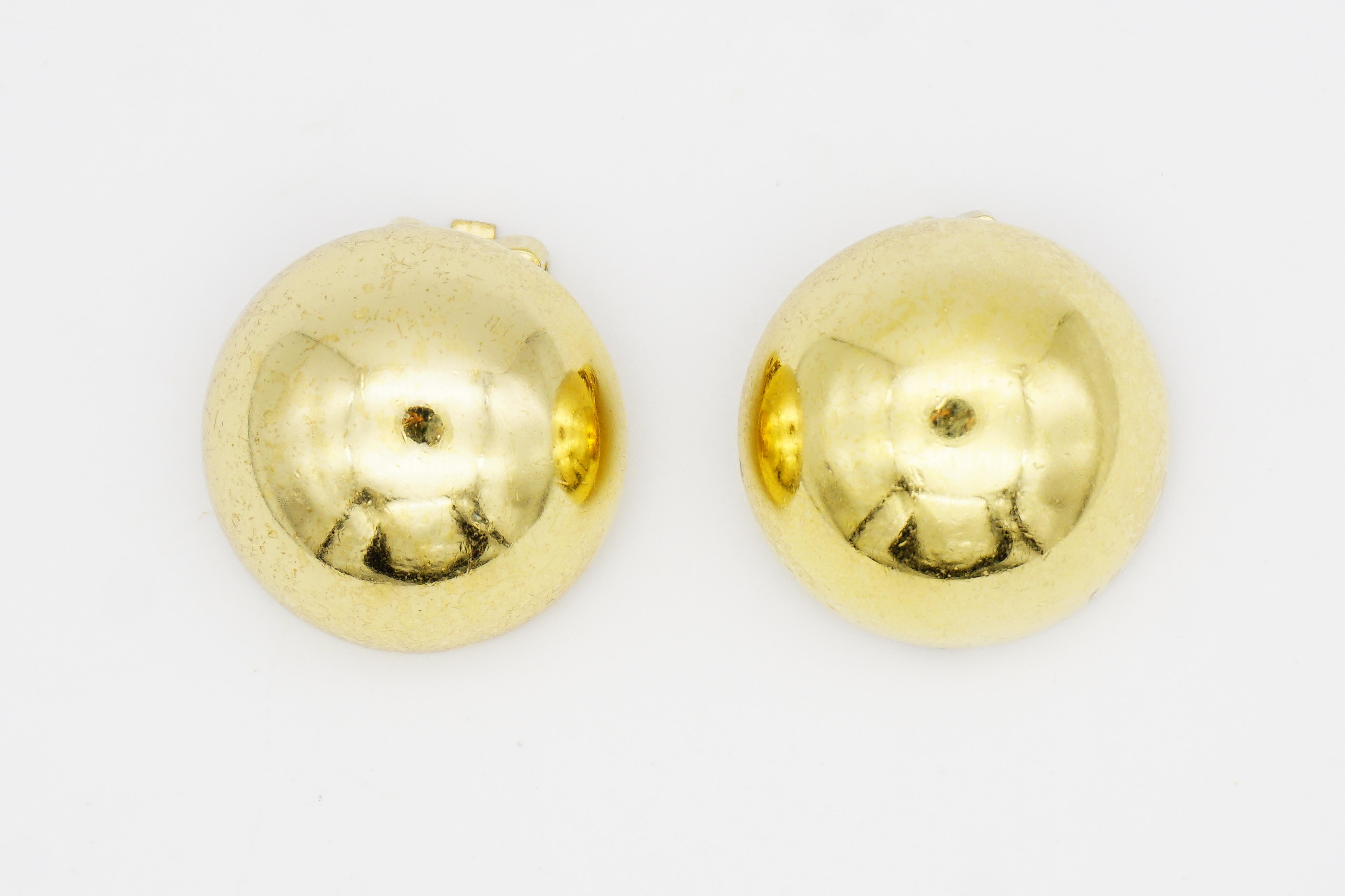 Christian Dior GROSSE Vintage Glow Circle Round Dome Modernist Gold Earrings im Angebot 2