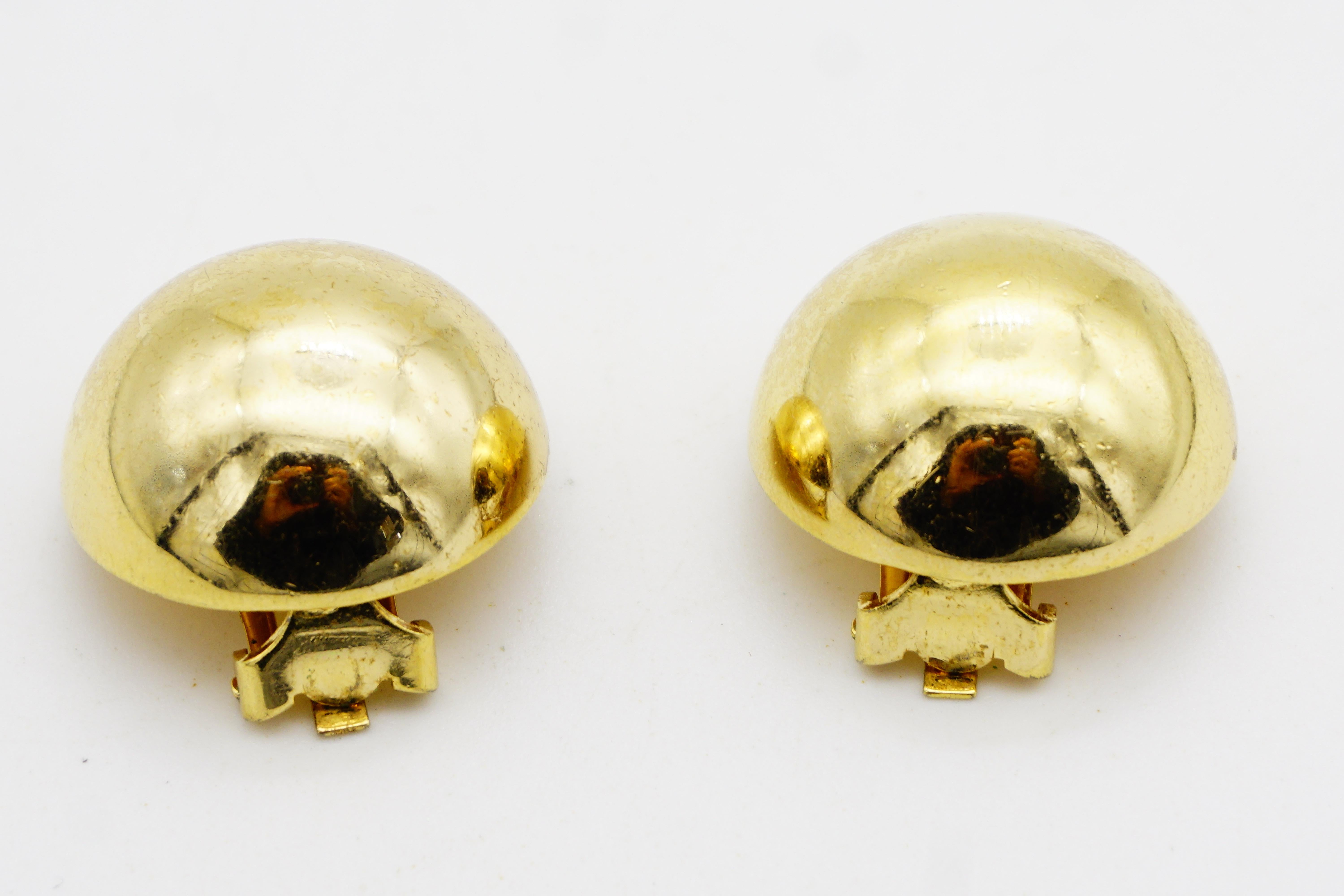 Christian Dior GROSSE Vintage Glow Circle Round Dome Modernist Gold Earrings im Angebot 3