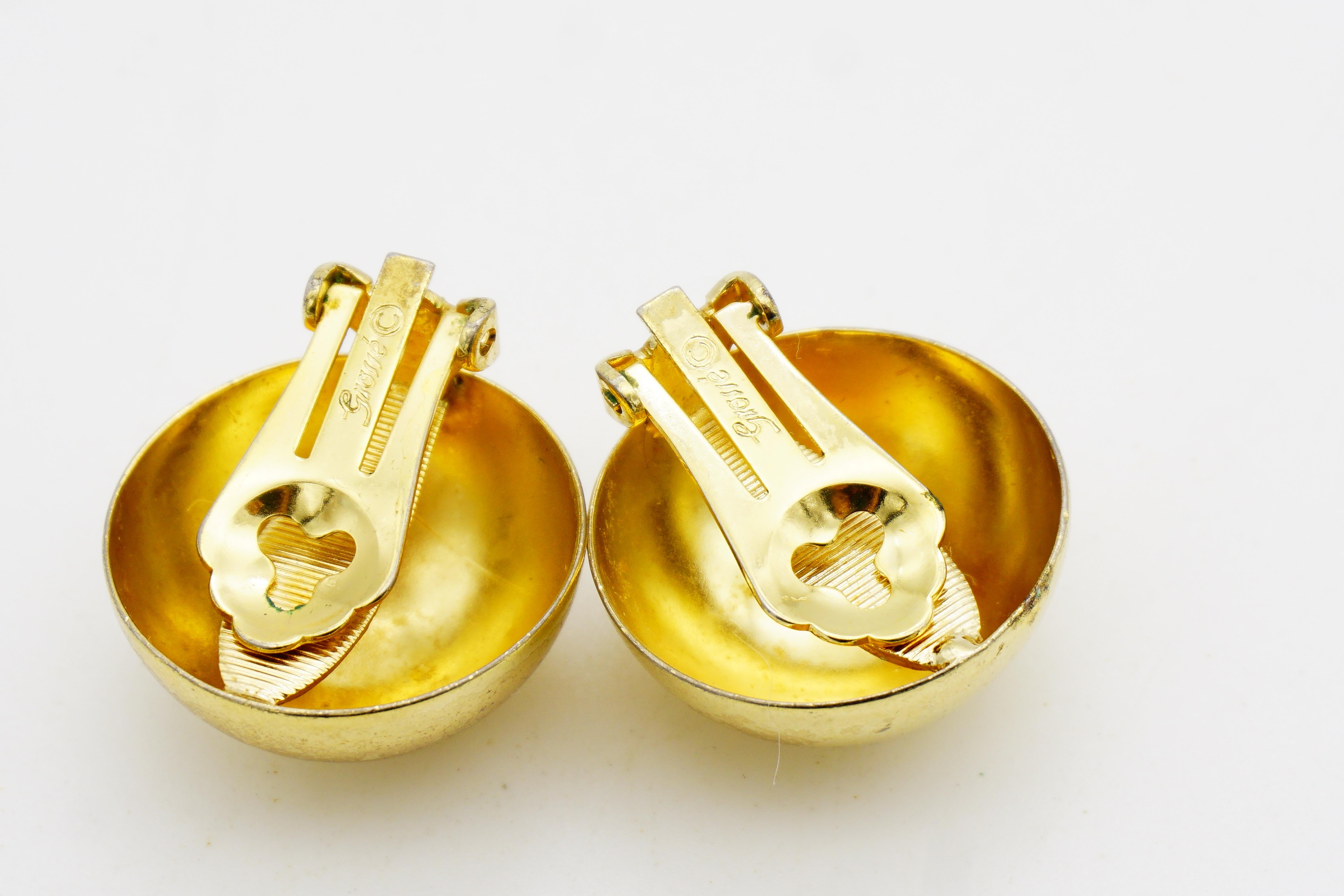 Christian Dior GROSSE Vintage Glow Circle Round Dome Modernist Gold Earrings im Angebot 4