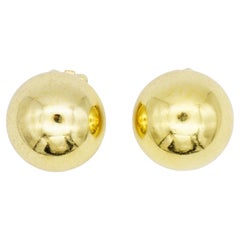 Christian Dior GROSSE Vintage Glow Circle Round Dome Modernist Gold Earrings