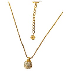 Christian Dior GROSSE Vintage Gold Rare Bottle Crystals Round Domed Necklace