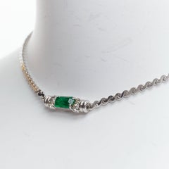 CHRISTIAN DIOR GROSSE Vintage green crystal single pendant necklace