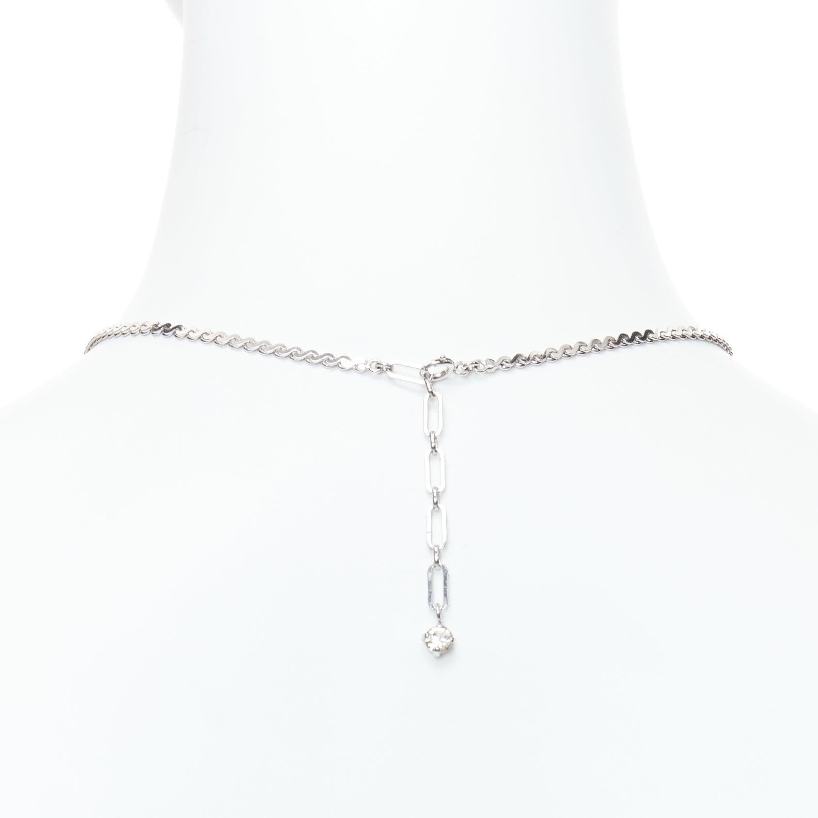 CHRISTIAN DIOR GROSSE Vintage green crystal single pendant necklace 1