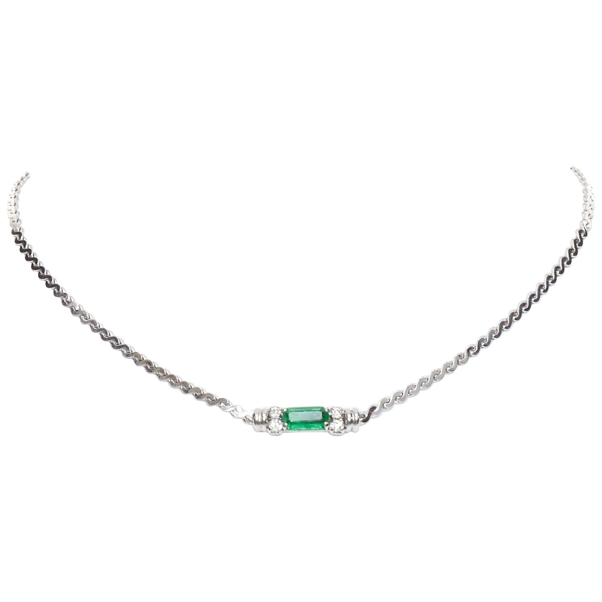 CHRISTIAN DIOR GROSSE Vintage green crystal single pendant necklace