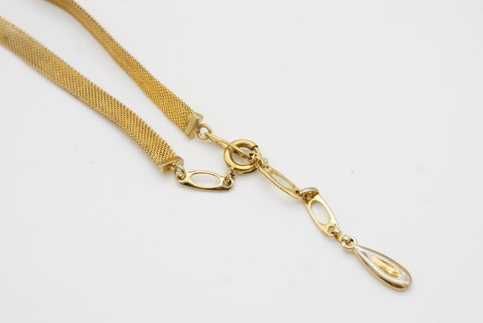 Christian Dior GROSSE Vintage Knot Bow Ribbon Butterfly Mesh Woven Gold Necklace 5