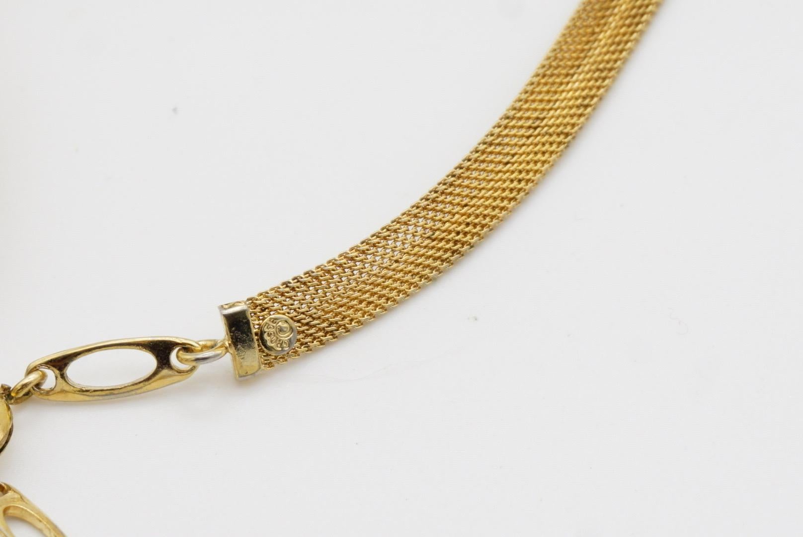 Christian Dior GROSSE Vintage Knot Bow Ribbon Butterfly Mesh Woven Gold Necklace 7