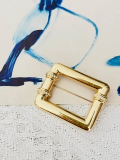 Christian Dior GROSSE Vintage Large Glow Rectangle Bamboo Frame Crystals Brooch