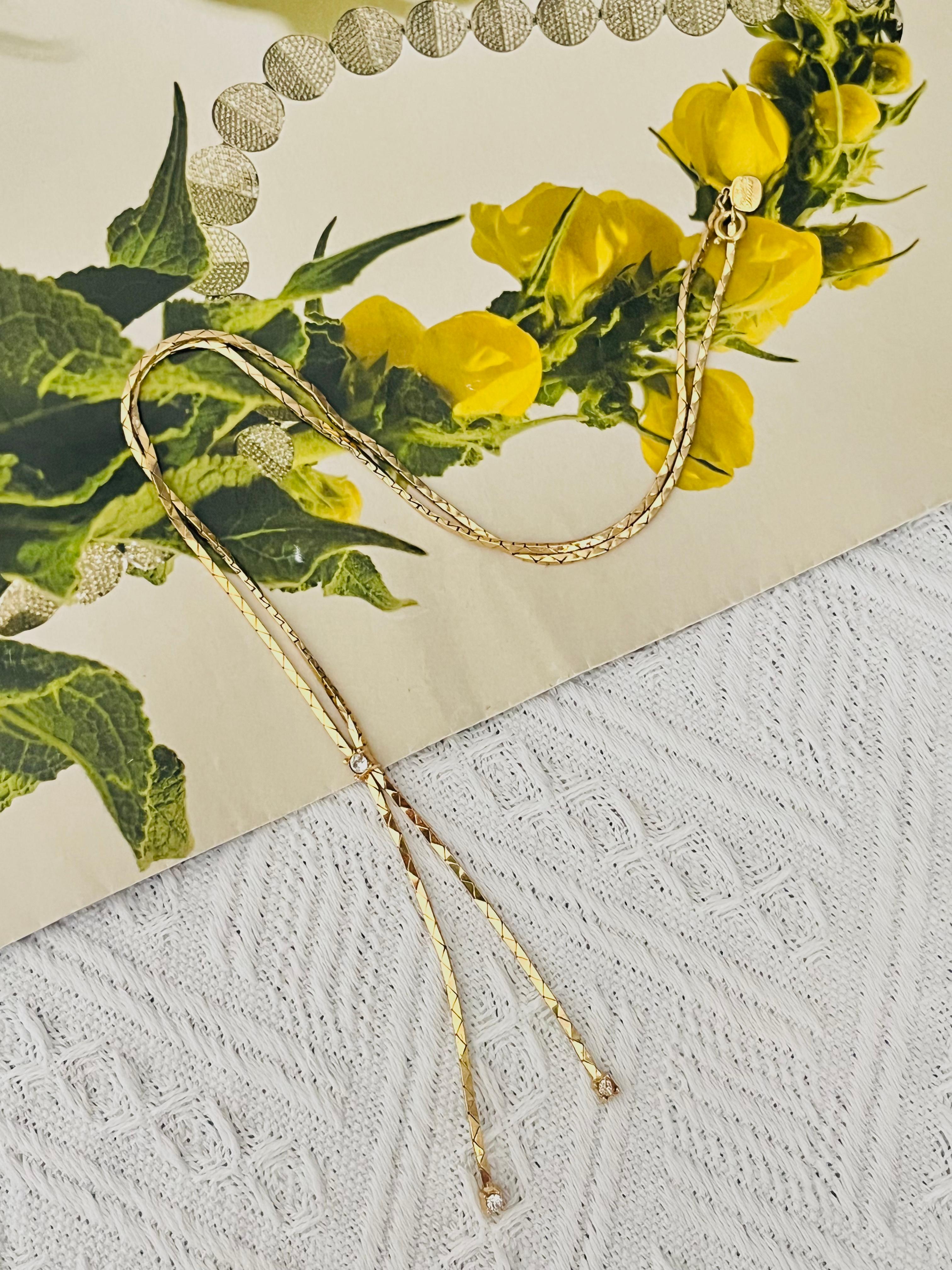 Christian Dior GROSSE Vintage Long Chain Butterfly Crystal Y Tassel Necklace In Excellent Condition For Sale In Wokingham, England