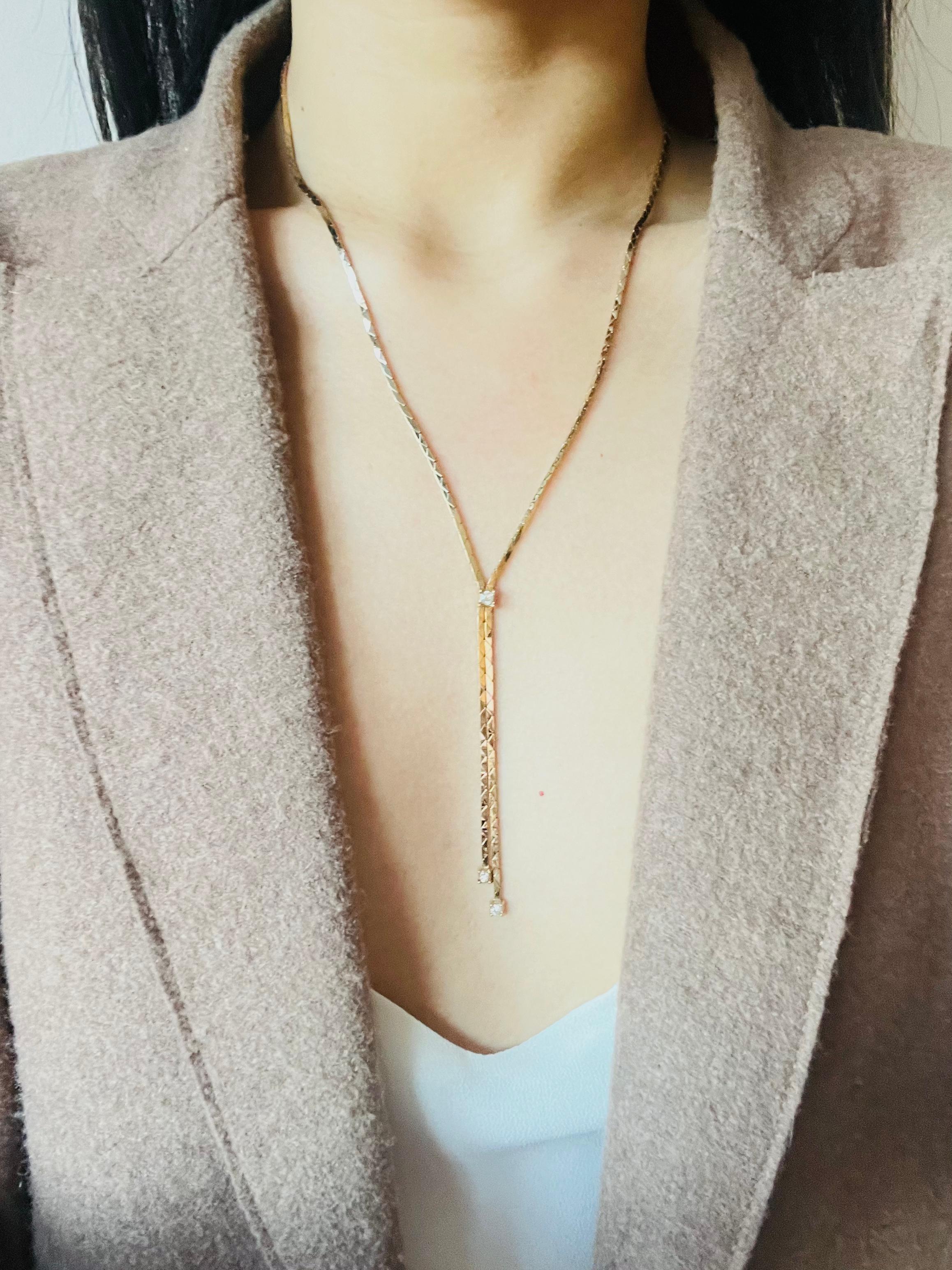 Christian Dior GROSSE Vintage Long Chain Butterfly Crystal Y Tassel Necklace For Sale 1