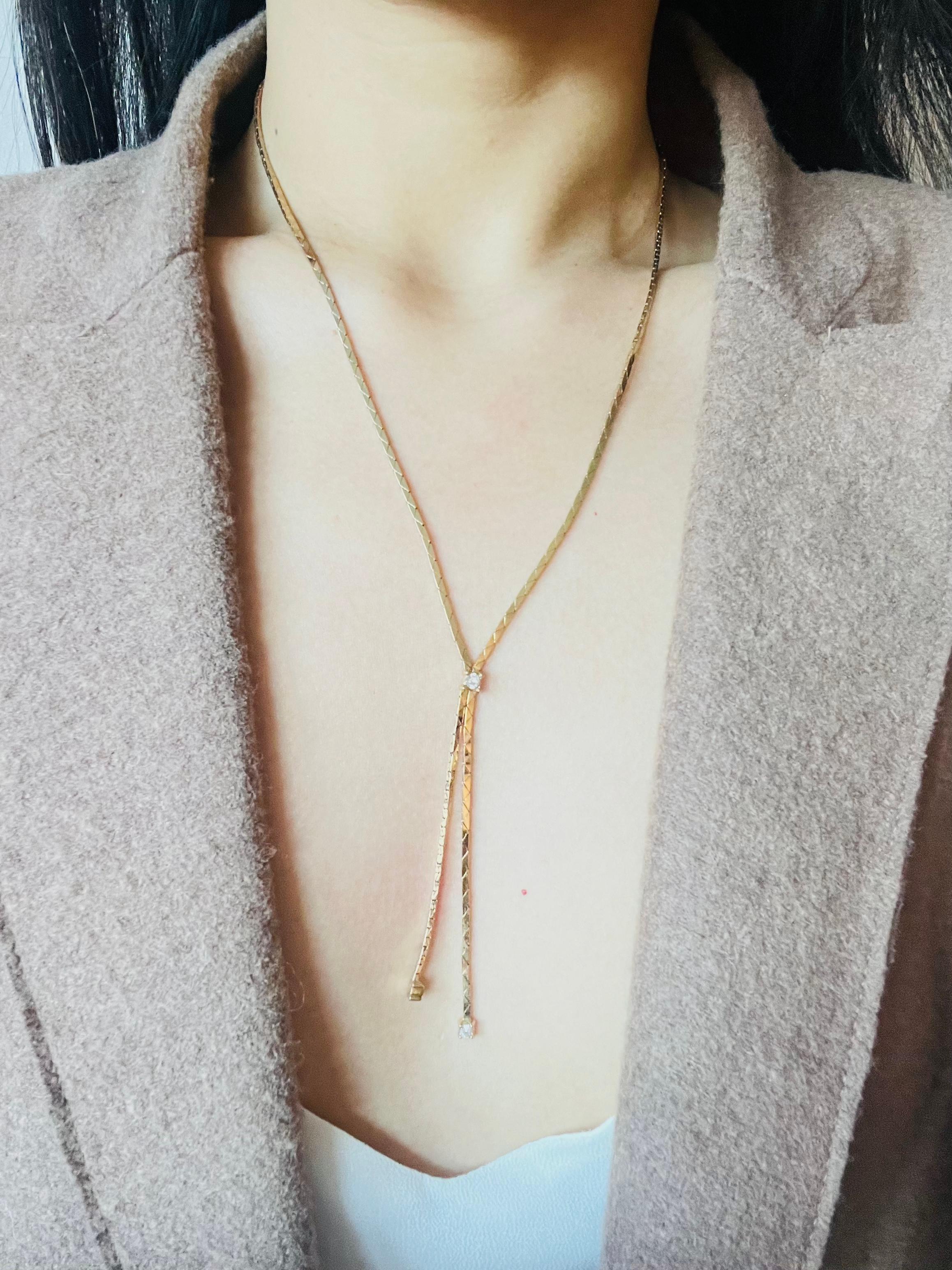 Christian Dior GROSSE Vintage Long Chain Butterfly Crystal Y Tassel Necklace For Sale 2