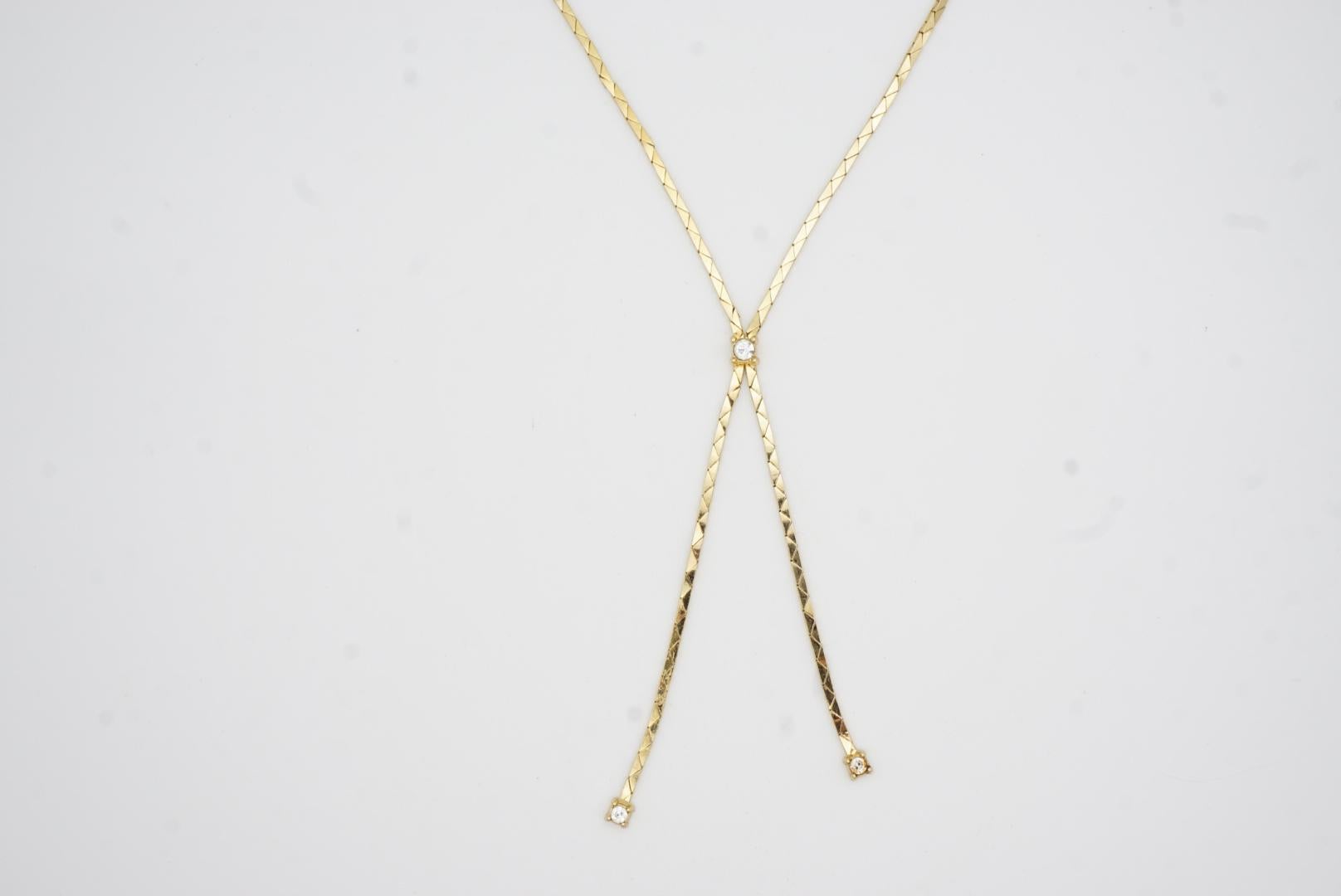 Christian Dior GROSSE Vintage Long Chain Butterfly Crystal Y Tassel Necklace For Sale 4