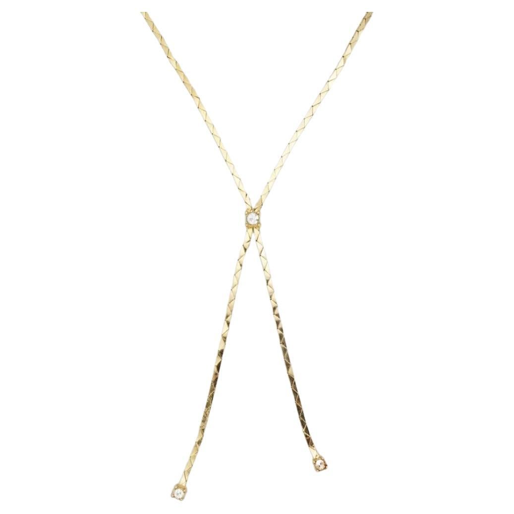 Christian Dior GROSSE Vintage Long Chain Butterfly Crystal Y Tassel Necklace For Sale