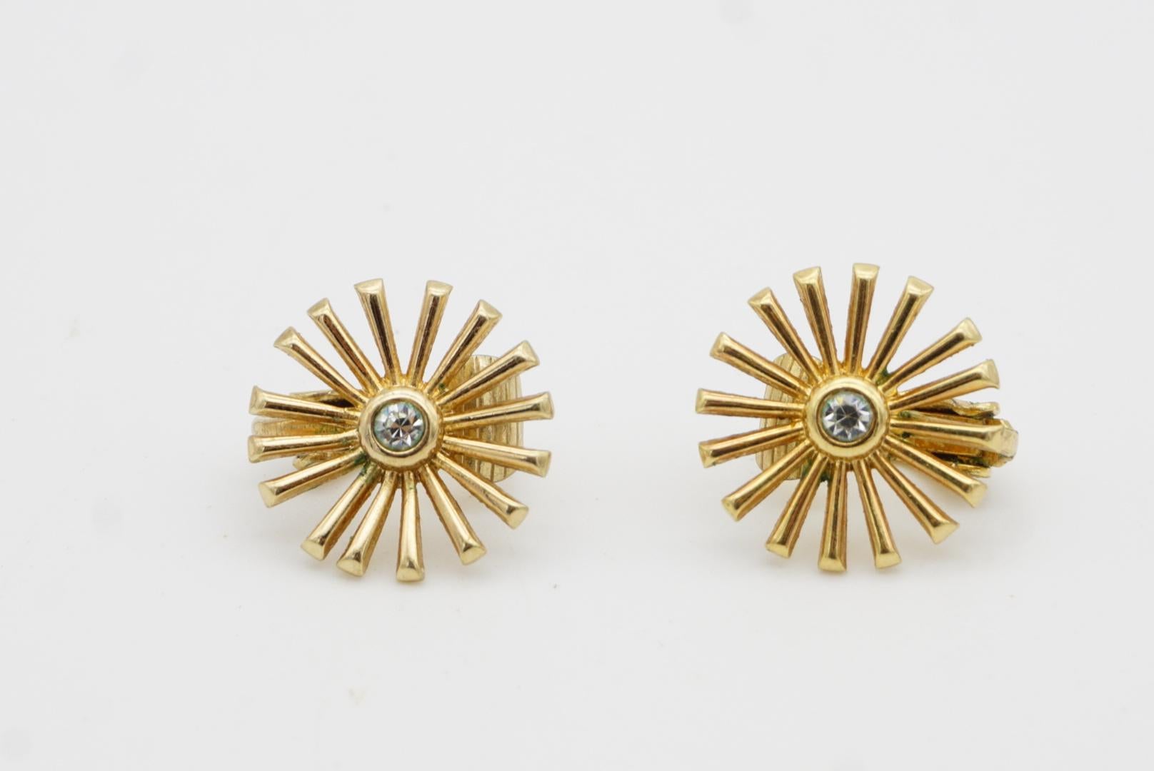 Christian Dior GROSSE Vintage Radiant Sun Star Burst Crystal Flower Earrings For Sale 2