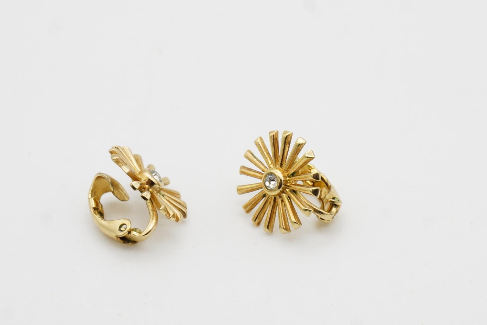 Christian Dior GROSSE Vintage Radiant Sun Star Burst Crystal Flower Earrings For Sale 3