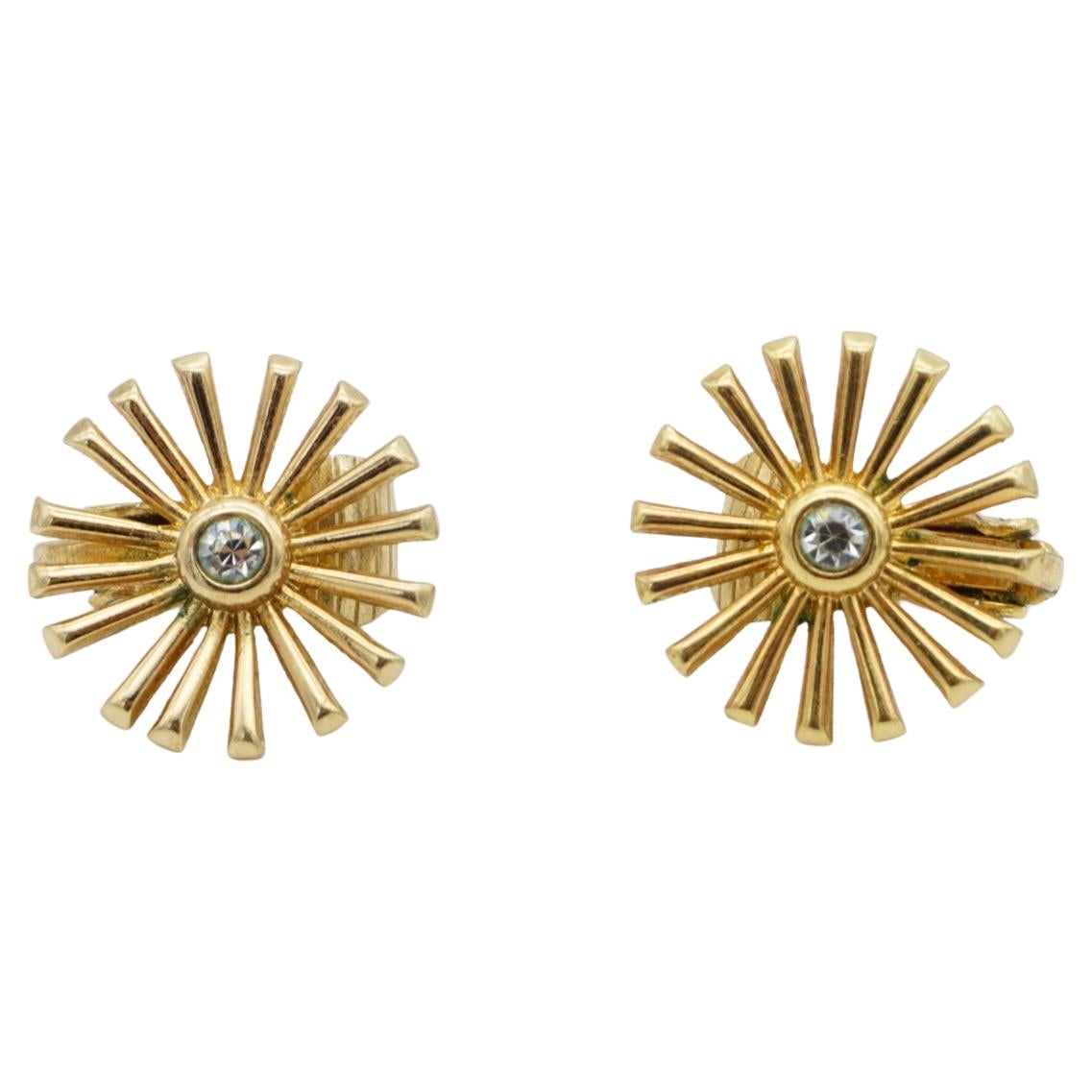 Christian Dior GROSSE Vintage Radiant Sun Star Burst Crystal Flower Earrings For Sale