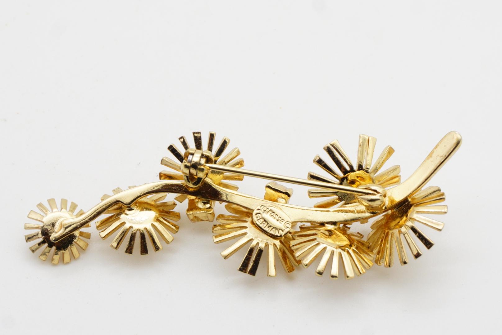 Christian Dior GROSSE Broche de oro Vintage Sol Radiante Estrella Estallido Flores de Cristal en venta 7