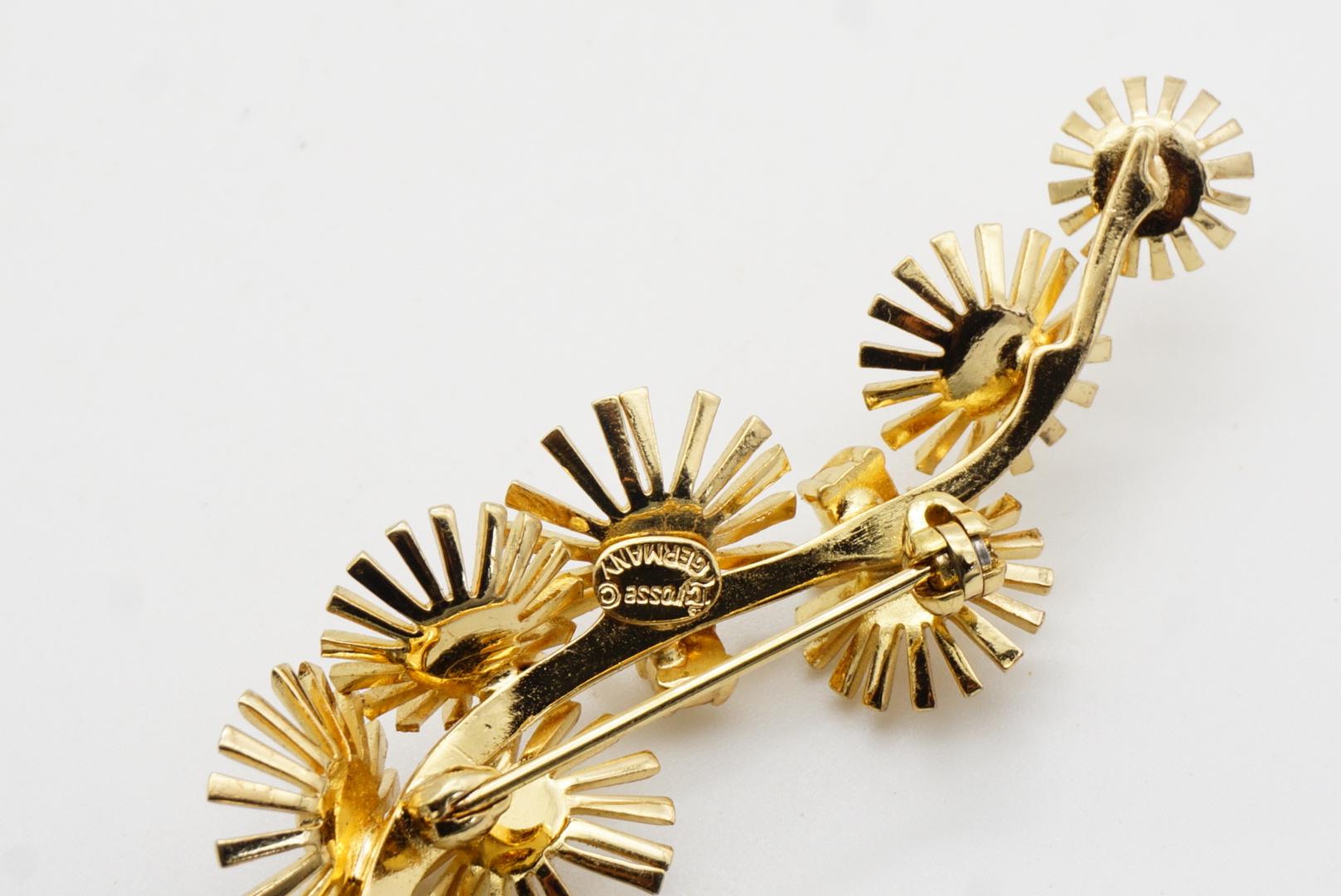 Christian Dior GROSSE Broche de oro Vintage Sol Radiante Estrella Estallido Flores de Cristal en venta 8