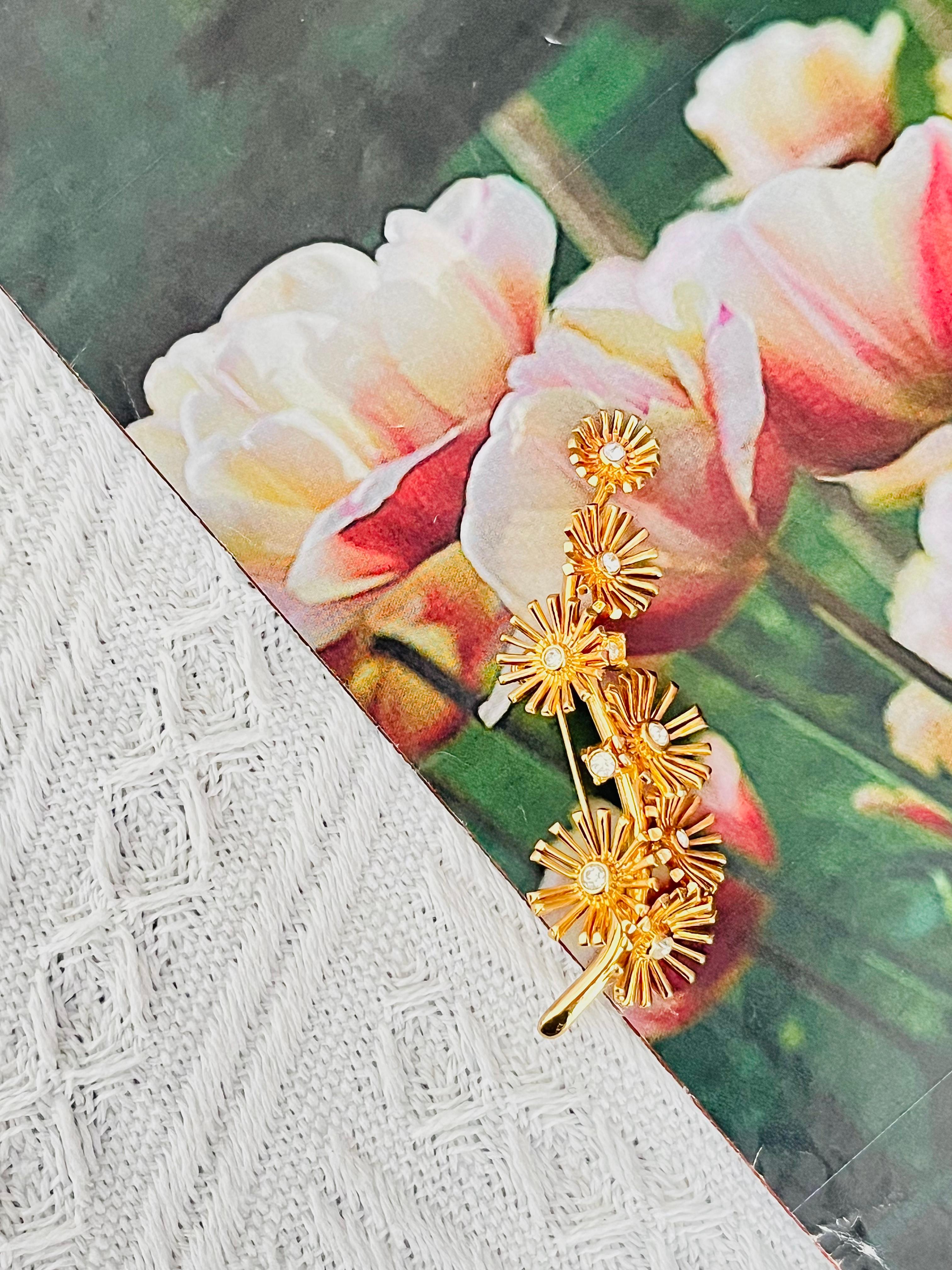 Christian Dior GROSSE Broche de oro Vintage Sol Radiante Estrella Estallido Flores de Cristal en Excelente estado para la venta en Wokingham, England