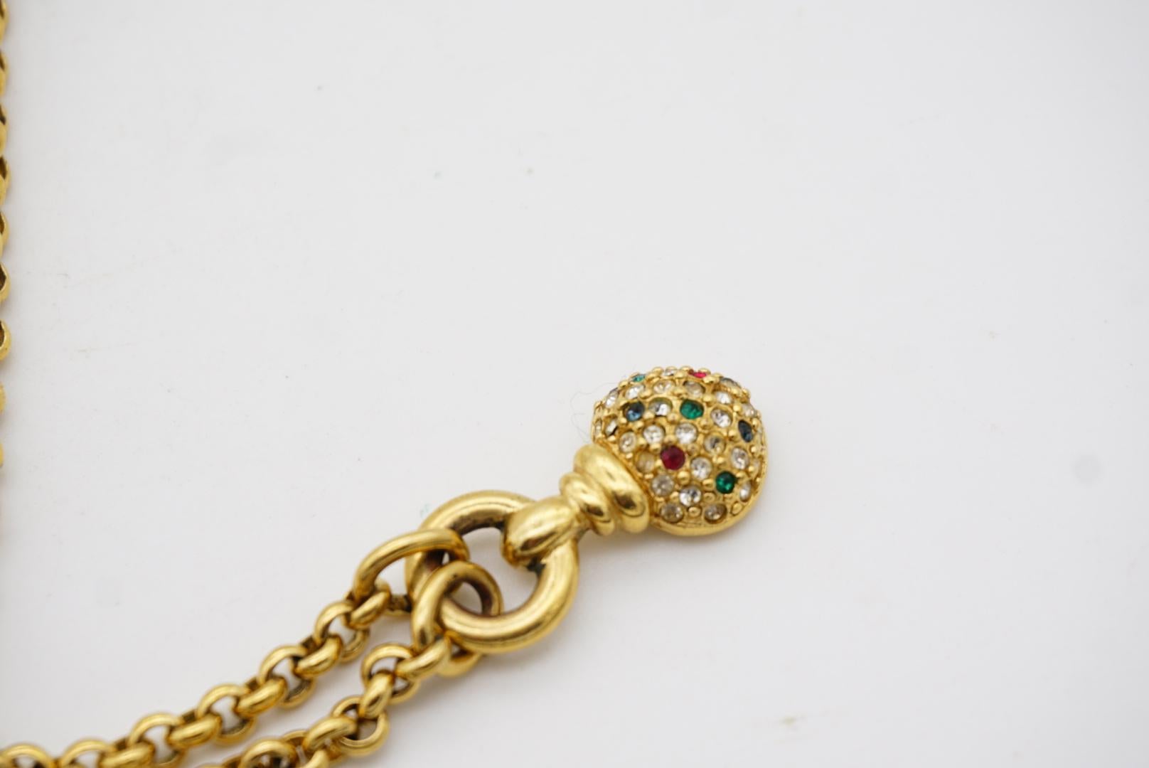 Christian Dior GROSSE Vintage Red Green Crystals Heart Bottle Pendant Necklace For Sale 4