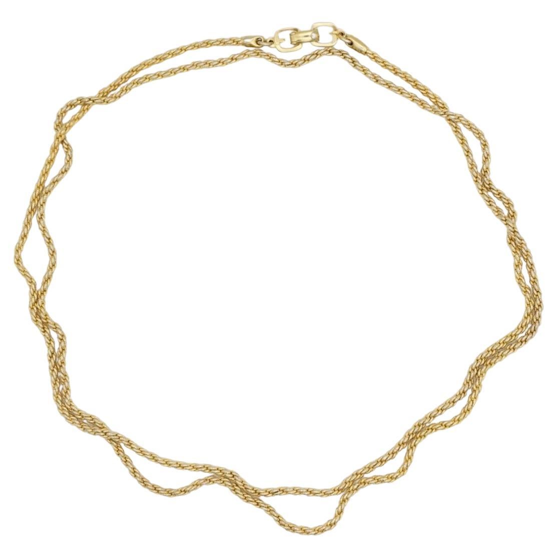 Christian Dior GROSSE Vintage Versatile Catena a Spirale Corda Lunga Collana Bracciale