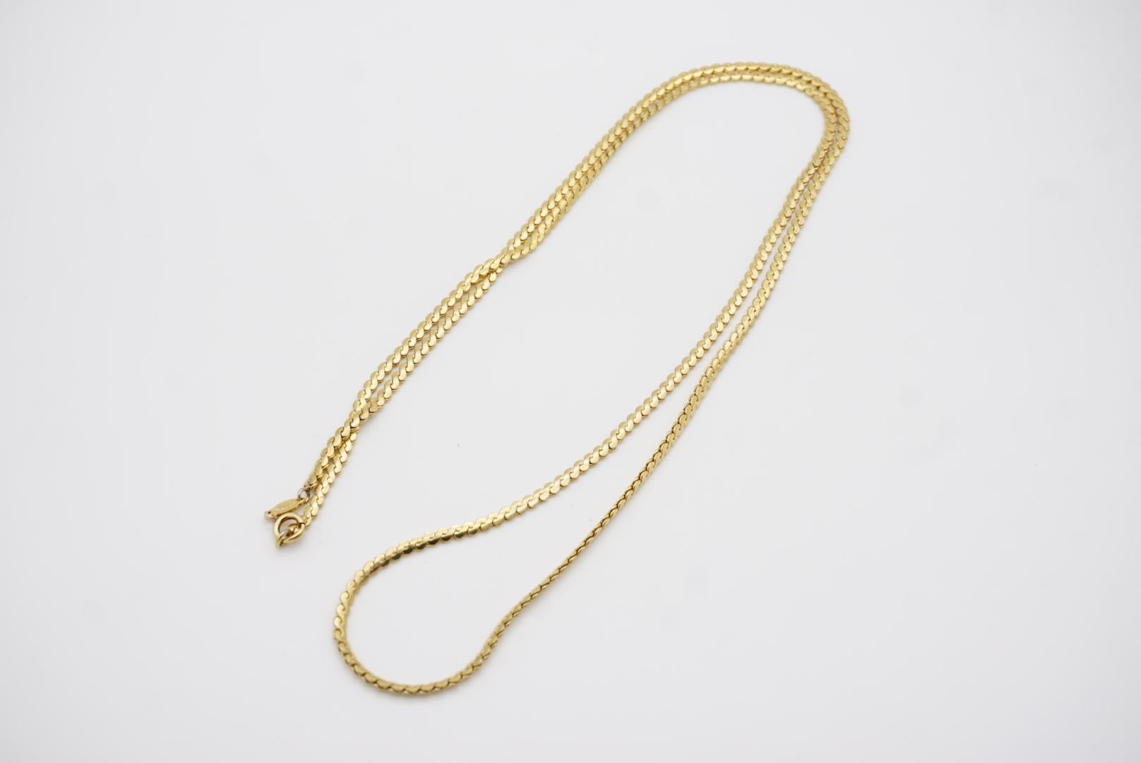 Christian Dior GROSSE Vintage Versatile Sottile Catena Serpentina Oro Collana Lunga 8