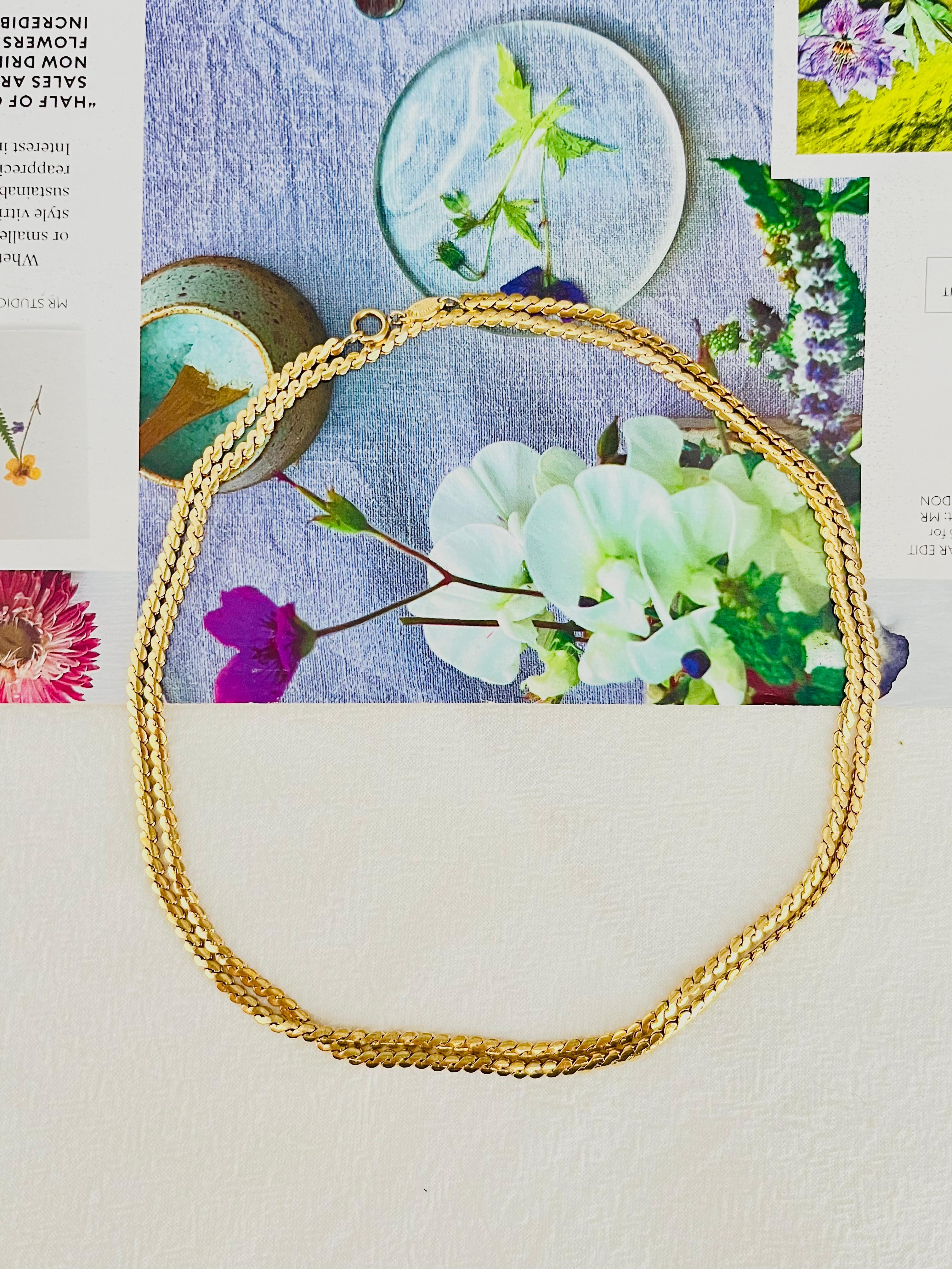 Christian Dior GROSSE Vintage Versatile dünne Serpentinenkette Gold lange Halskette (Art déco) im Angebot