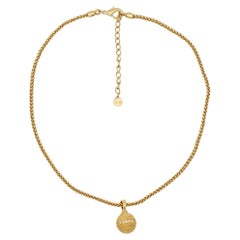 Christian Dior GROSSE Vintage Gold-Halskette mit Kreis-Kugel-Anhänger aus weißen Kristallen