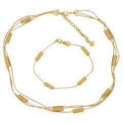 Christian Dior GROSSE Yellow Citrine 3 Layers Crystals Roll Bar Charms 2 Set