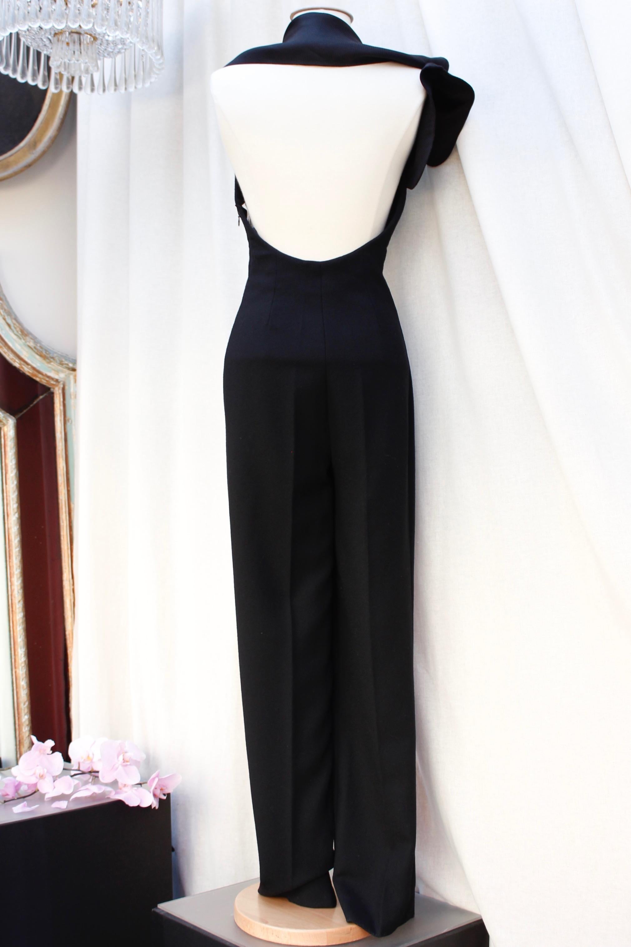 Black Christian Dior Haute Couture beautiful black silk jumpsuit For Sale