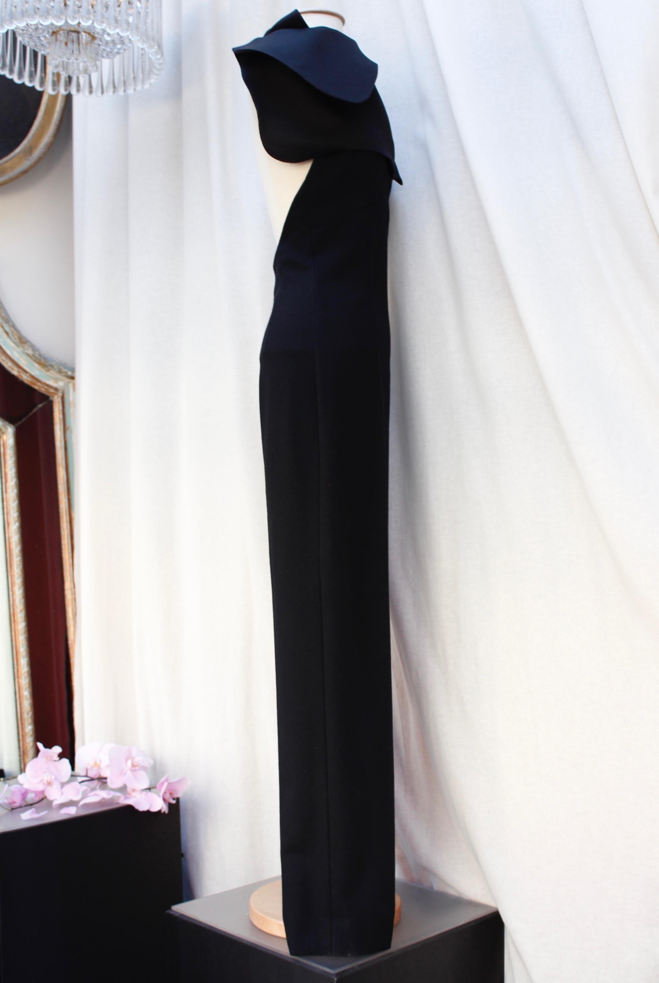 Christian Dior Haute Couture beautiful black silk jumpsuit In Excellent Condition For Sale In Paris, FR