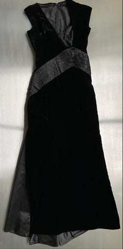 Christian Dior Haute Couture Black Velvet Embellished Dress