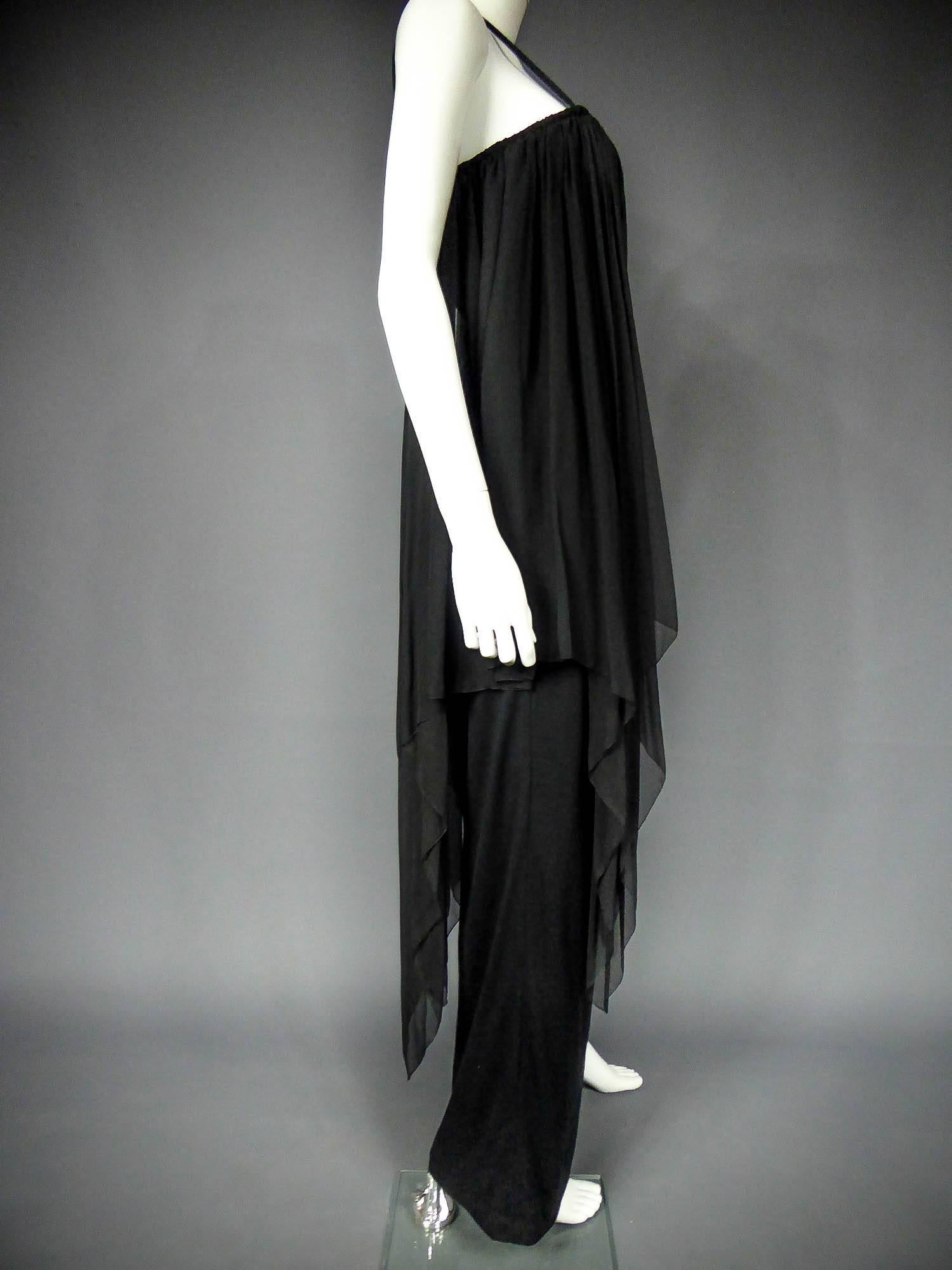 Black A Christian Dior Haute Couture Evening Dress by Marc Bohan Circa 1975 For Sale