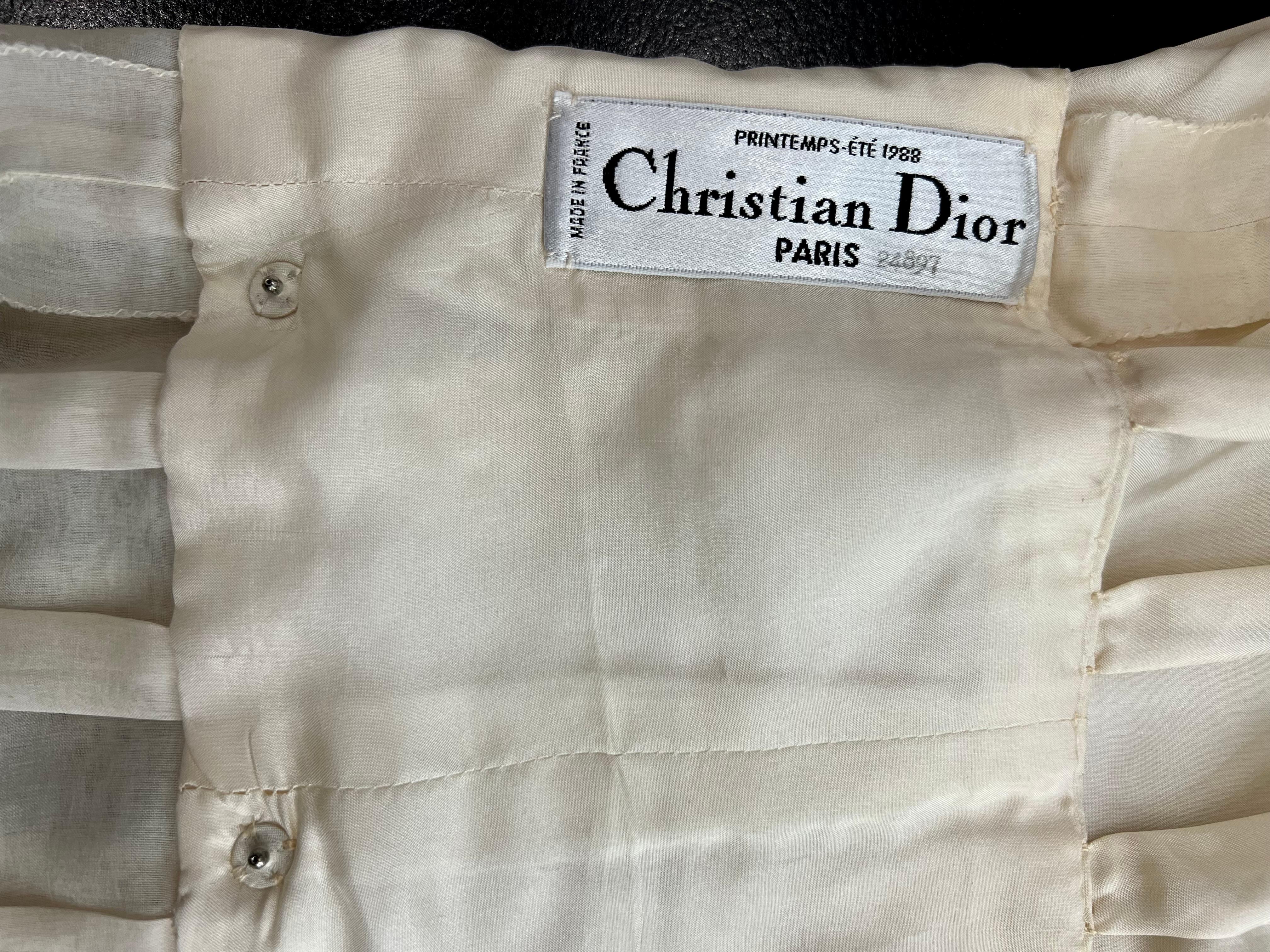 Christian Dior Haute Couture Cream Blouse & Skirt Set,  Betsy Bloomingdale 1988 For Sale 7