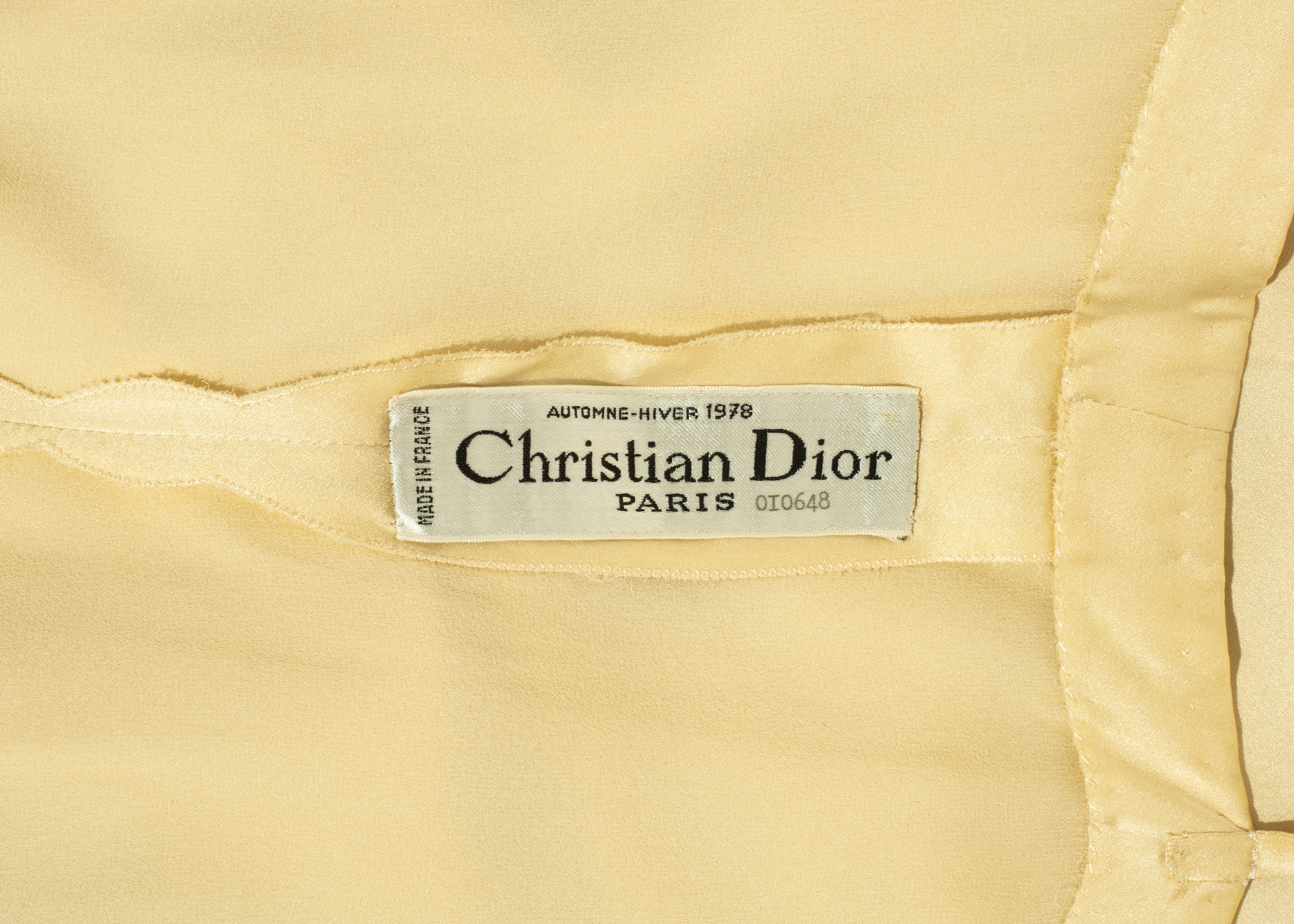 Beige Christian Dior Haute Couture cream silk two piece dress and wrap skirt, fw 1978 For Sale