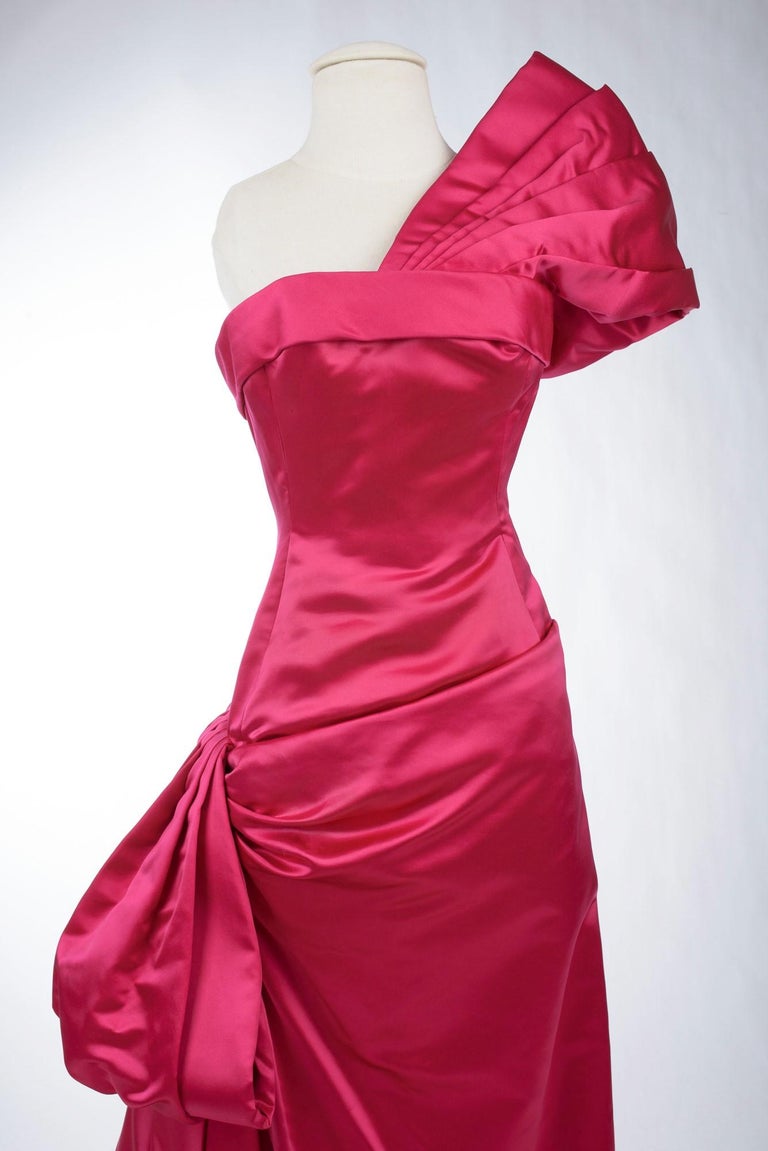 Red A Christian Dior Haute Couture Evening Dress Numbered 218551 Circa 1959-1965 For Sale
