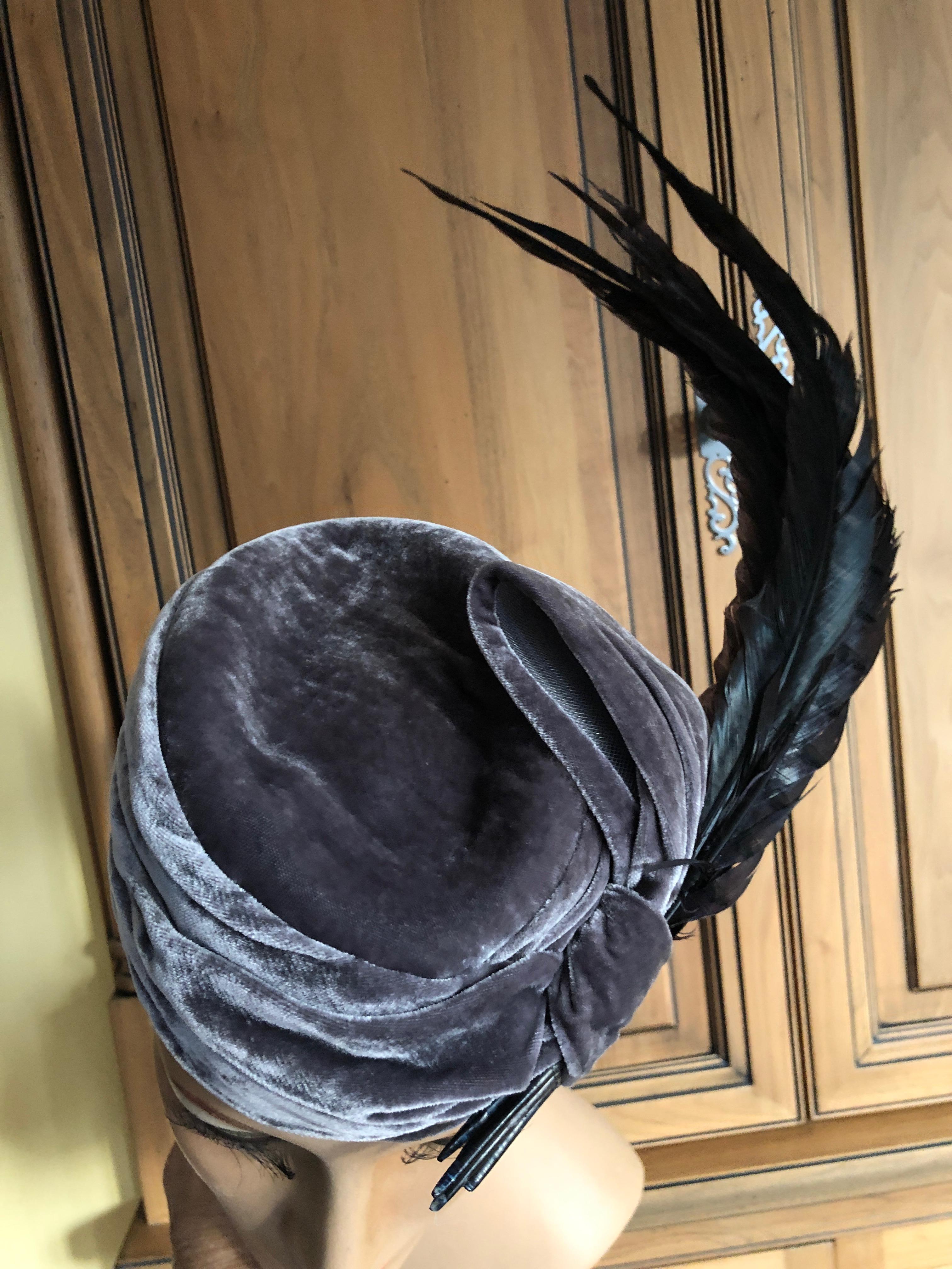 Black Christian Dior Haute Couture Feathered Hat by Stephen Jones for John Galliano For Sale