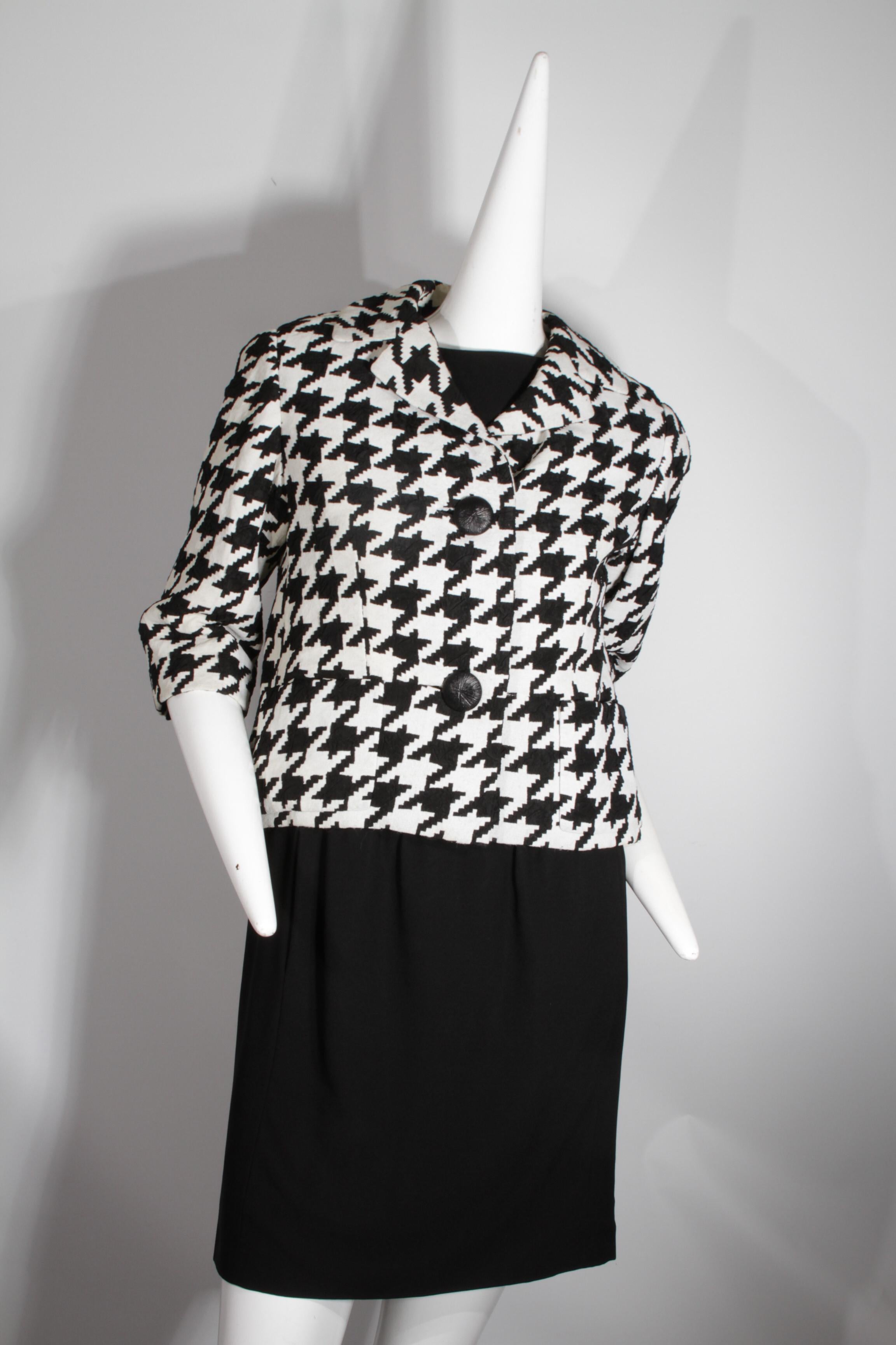 Nero Christian Dior, Haute Couture, abito cucito a mano e blazer in pied-de-poule, 1950 ca. in vendita