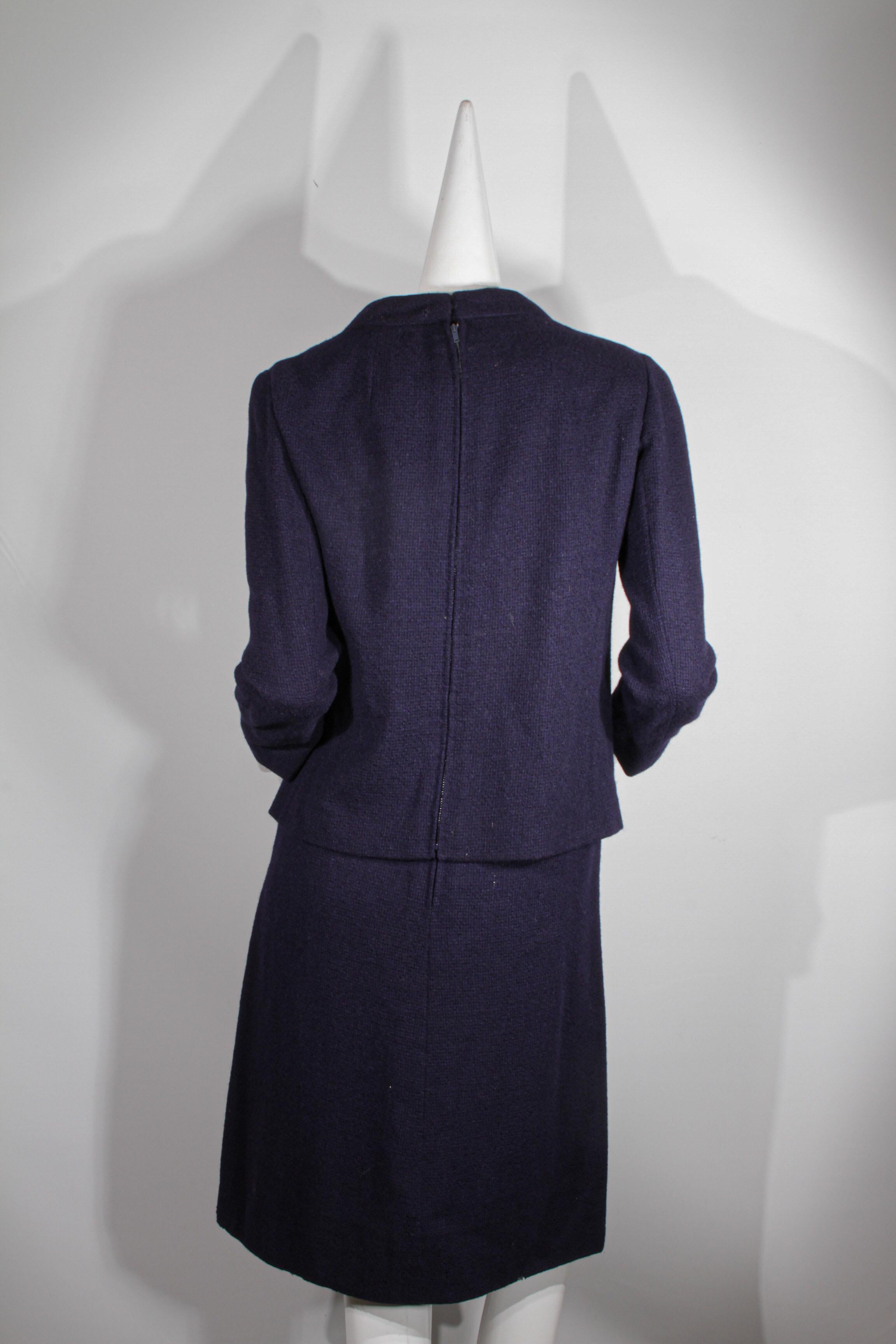 Christian Dior, Haute Couture, handgenähtes Ensemble in Oxford-Blau, ca. 1950er Jahre im Angebot 11