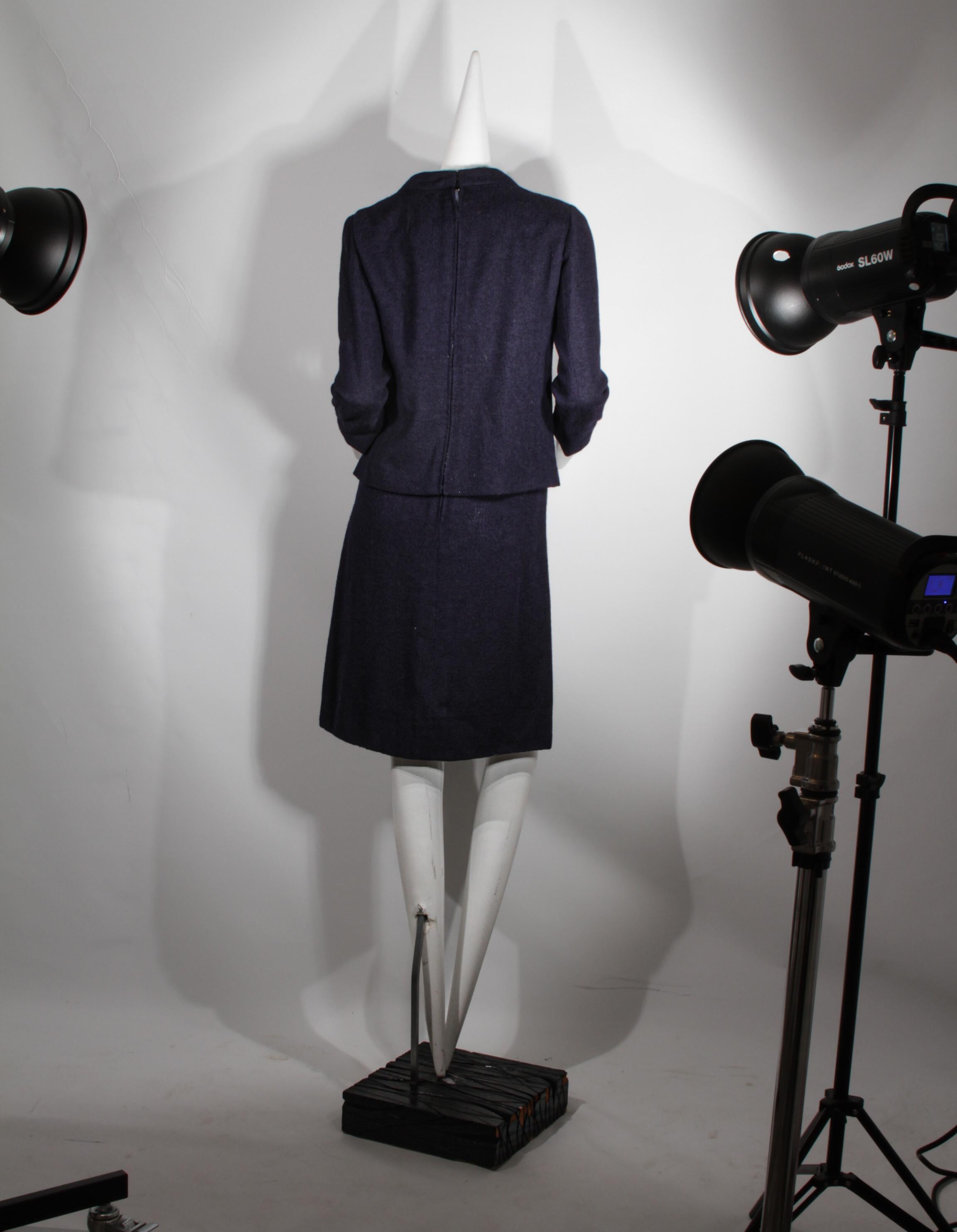 Christian Dior, Haute Couture, handgenähtes Ensemble in Oxford-Blau, ca. 1950er Jahre im Angebot 12