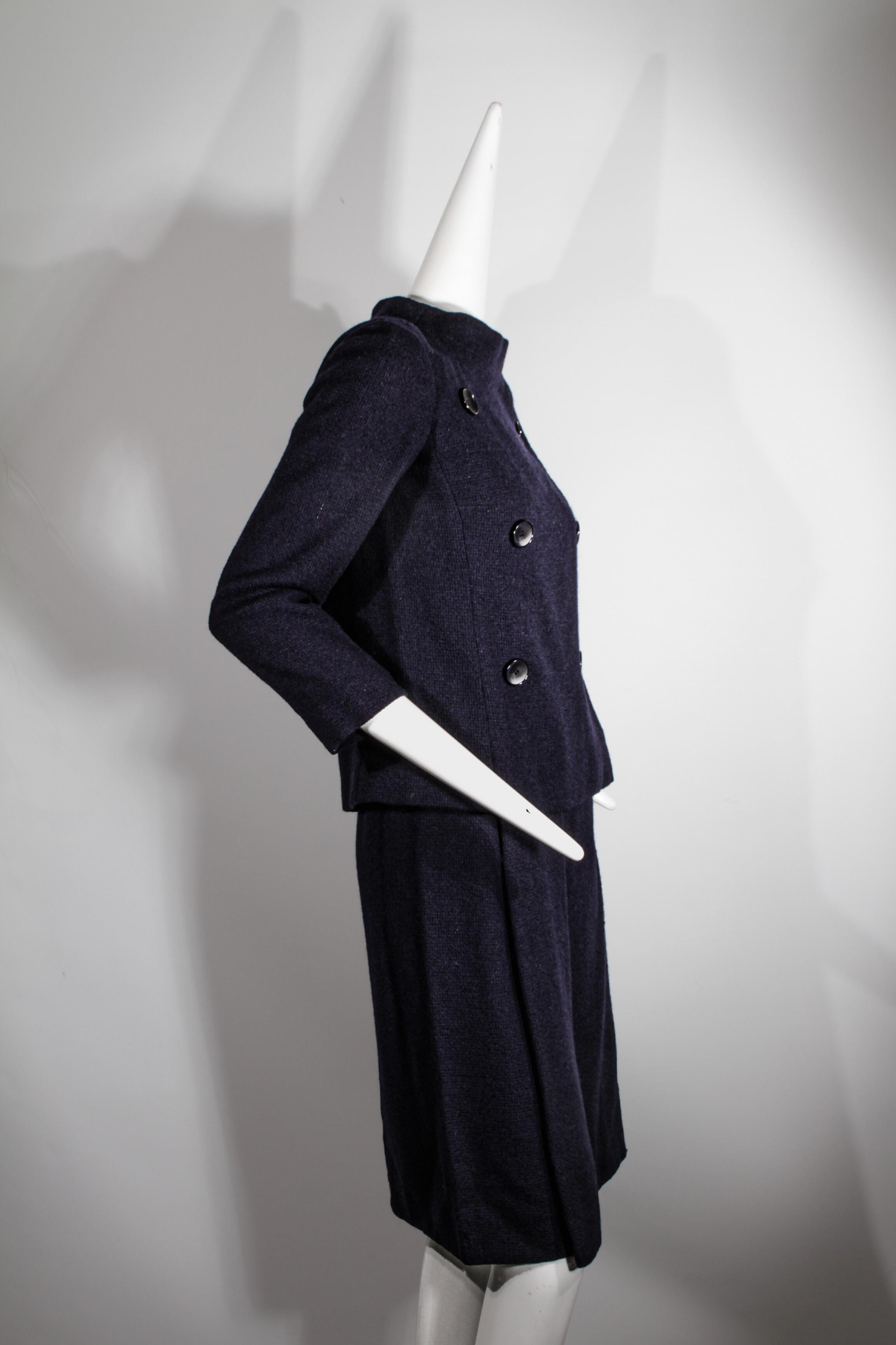 Christian Dior, Haute Couture, handgenähtes Ensemble in Oxford-Blau, ca. 1950er Jahre im Angebot 7