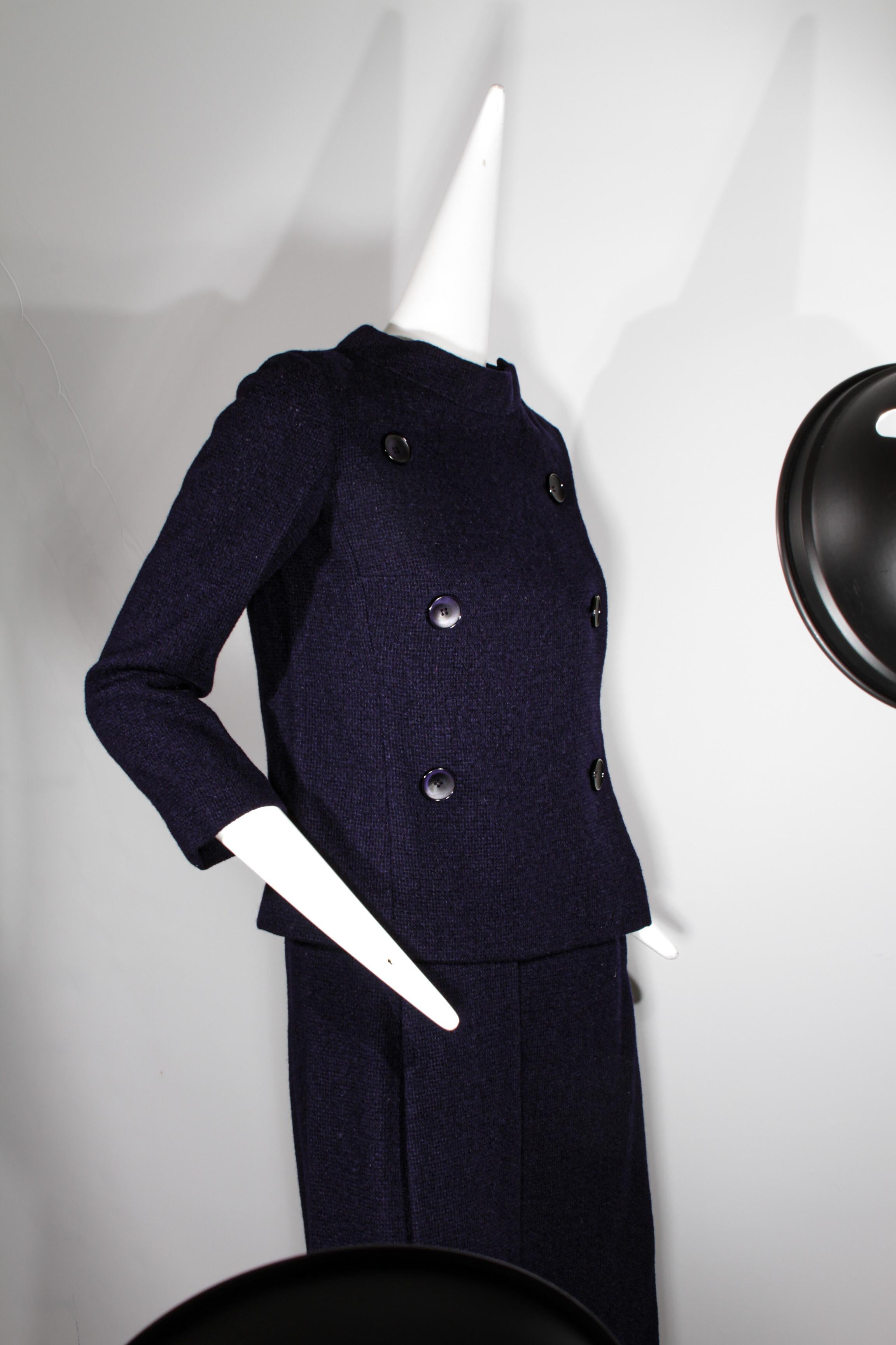 Christian Dior, Haute Couture, handgenähtes Ensemble in Oxford-Blau, ca. 1950er Jahre im Angebot 9