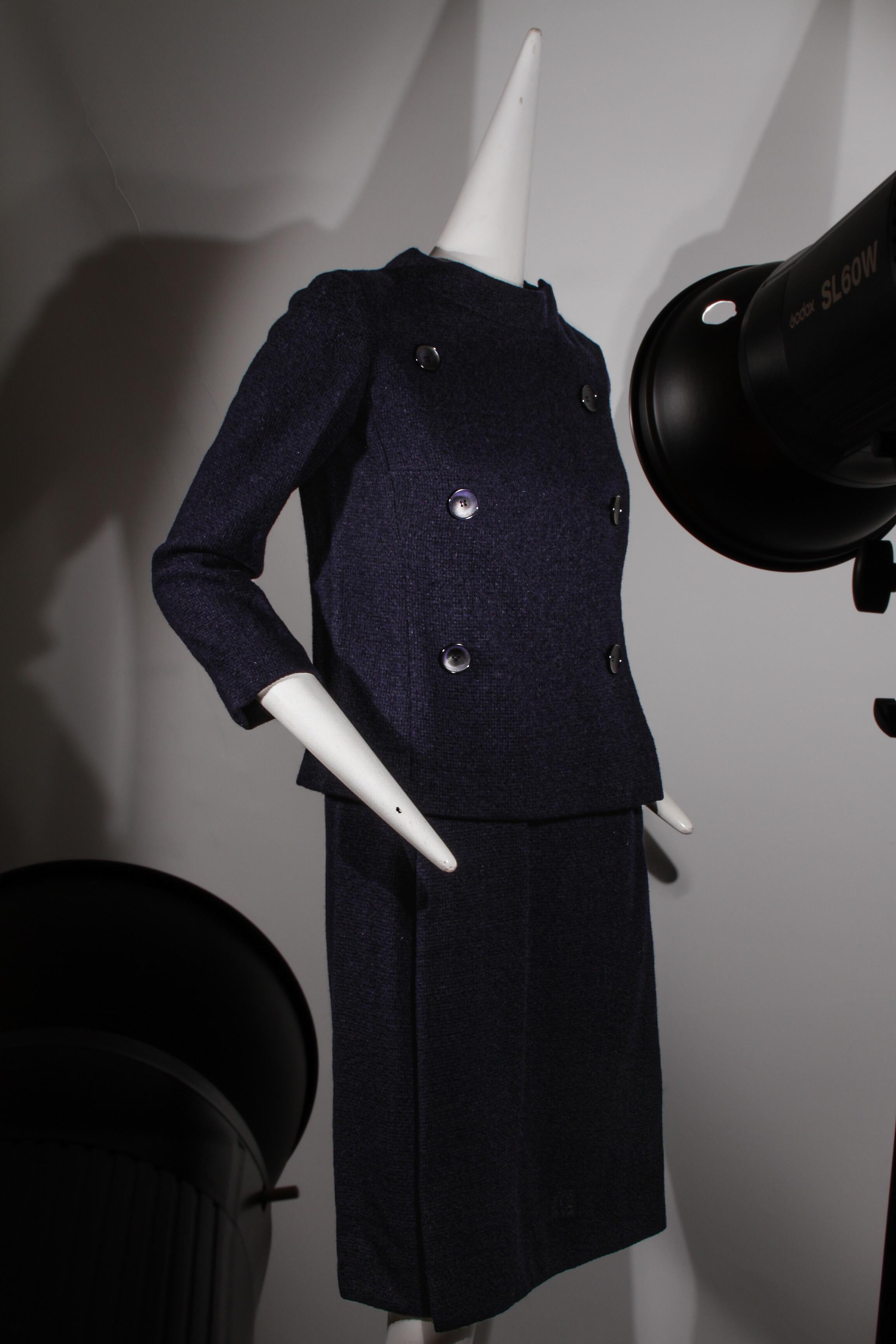 Christian Dior, Haute Couture, handgenähtes Ensemble in Oxford-Blau, ca. 1950er Jahre im Angebot 10