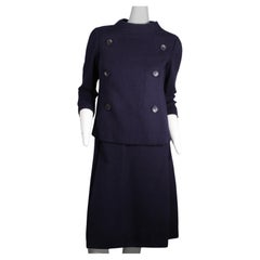 Christian Dior, Haute Couture, hand-sewn oxford blue, ensemble, circa 1950s
