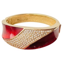 Christian Dior Haute Couture Iconic Gold Bungundry Crystals Statement Manschette