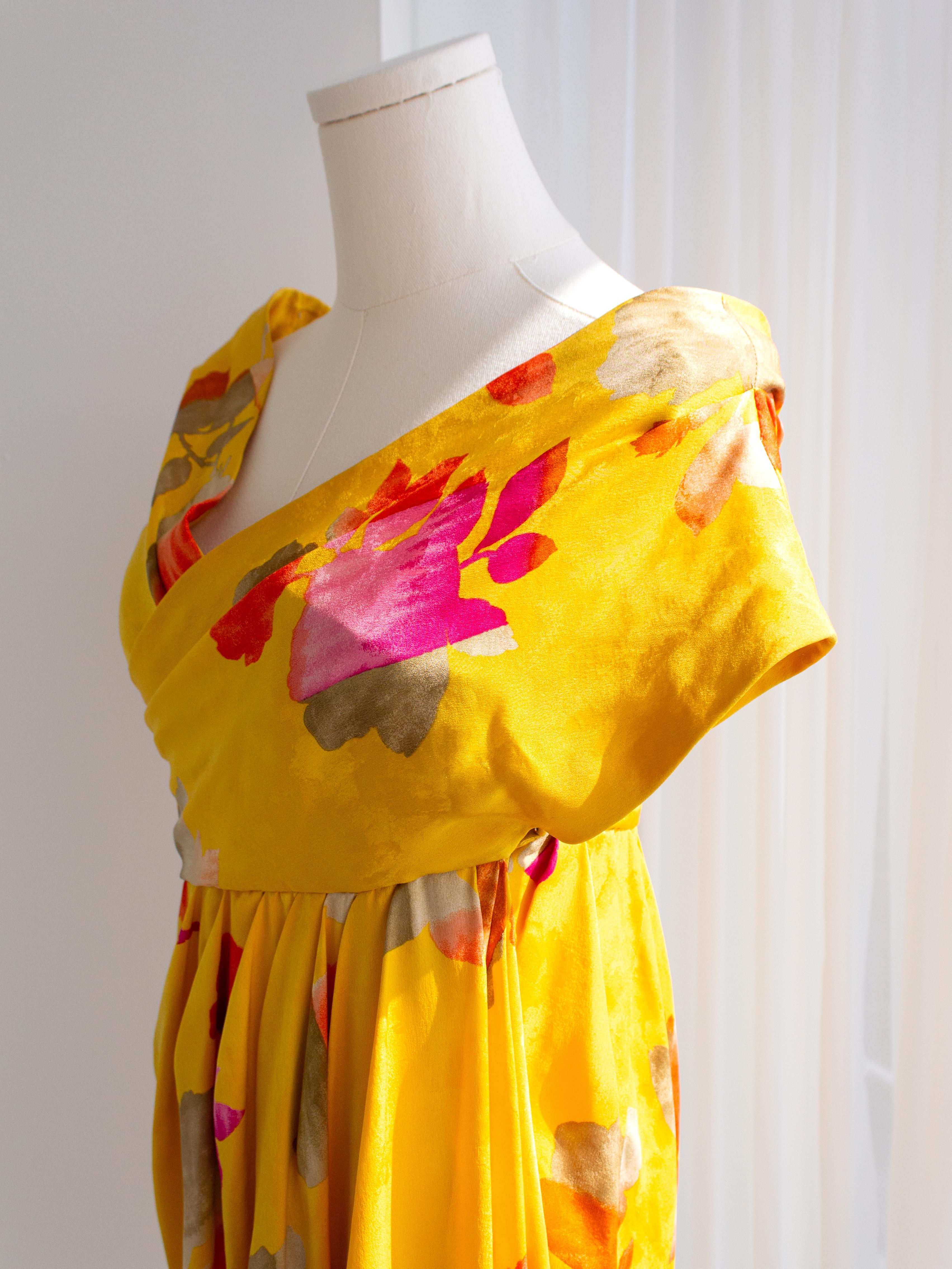 Christian Dior Haute Couture S/S 1988 Princess Caroline Yellow Silk Mini Dress 6
