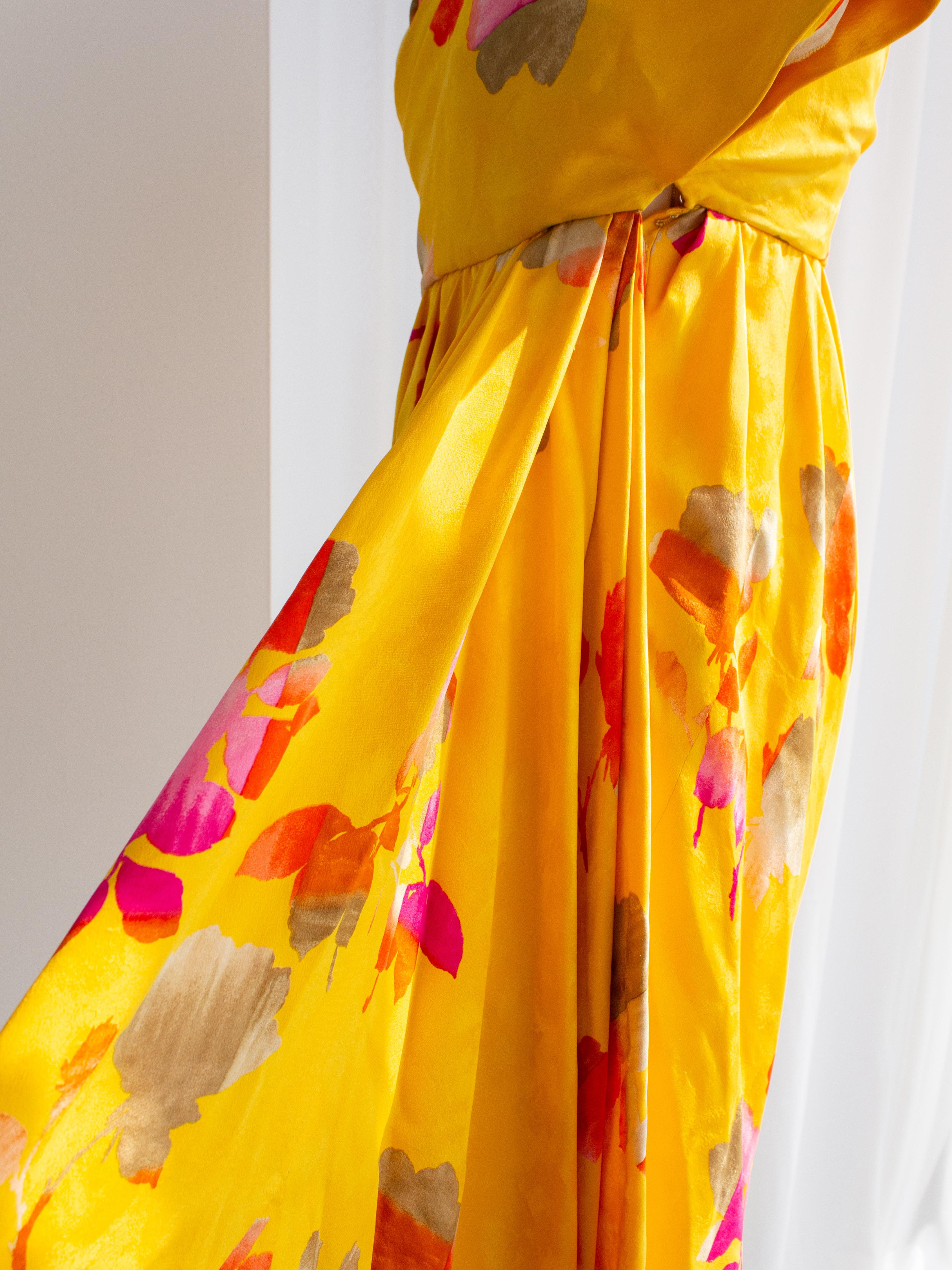 Christian Dior Haute Couture S/S 1988 Princess Caroline Yellow Silk Mini Dress 8