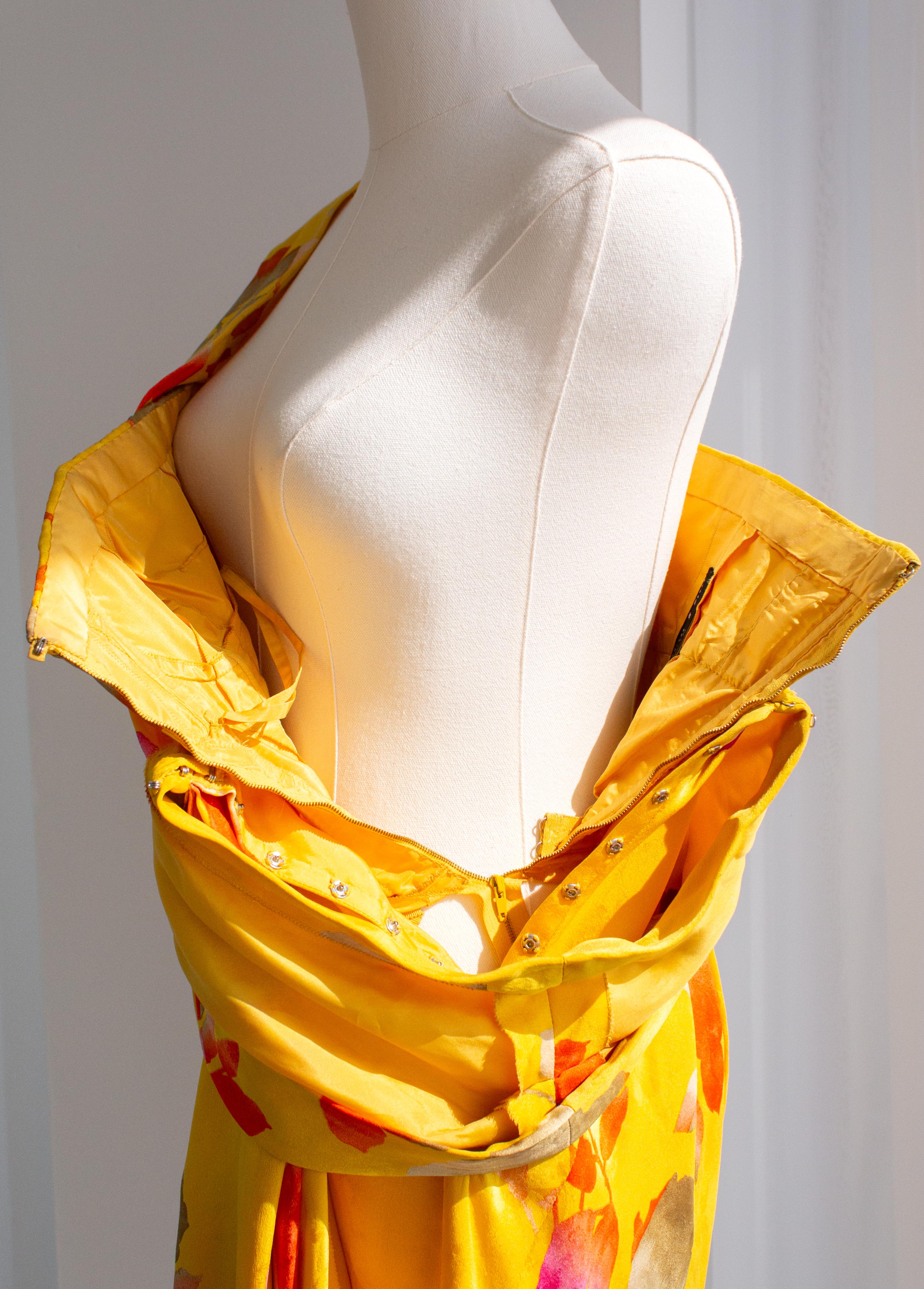 Christian Dior Haute Couture S/S 1988 Princess Caroline Yellow Silk Mini Dress 10
